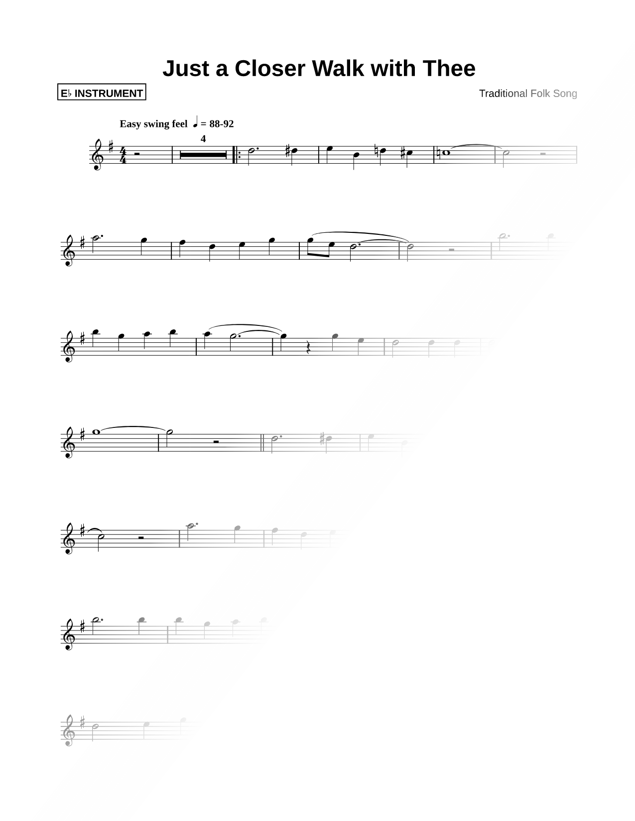 Just a Closer Walk with Thee - Eb Instrument