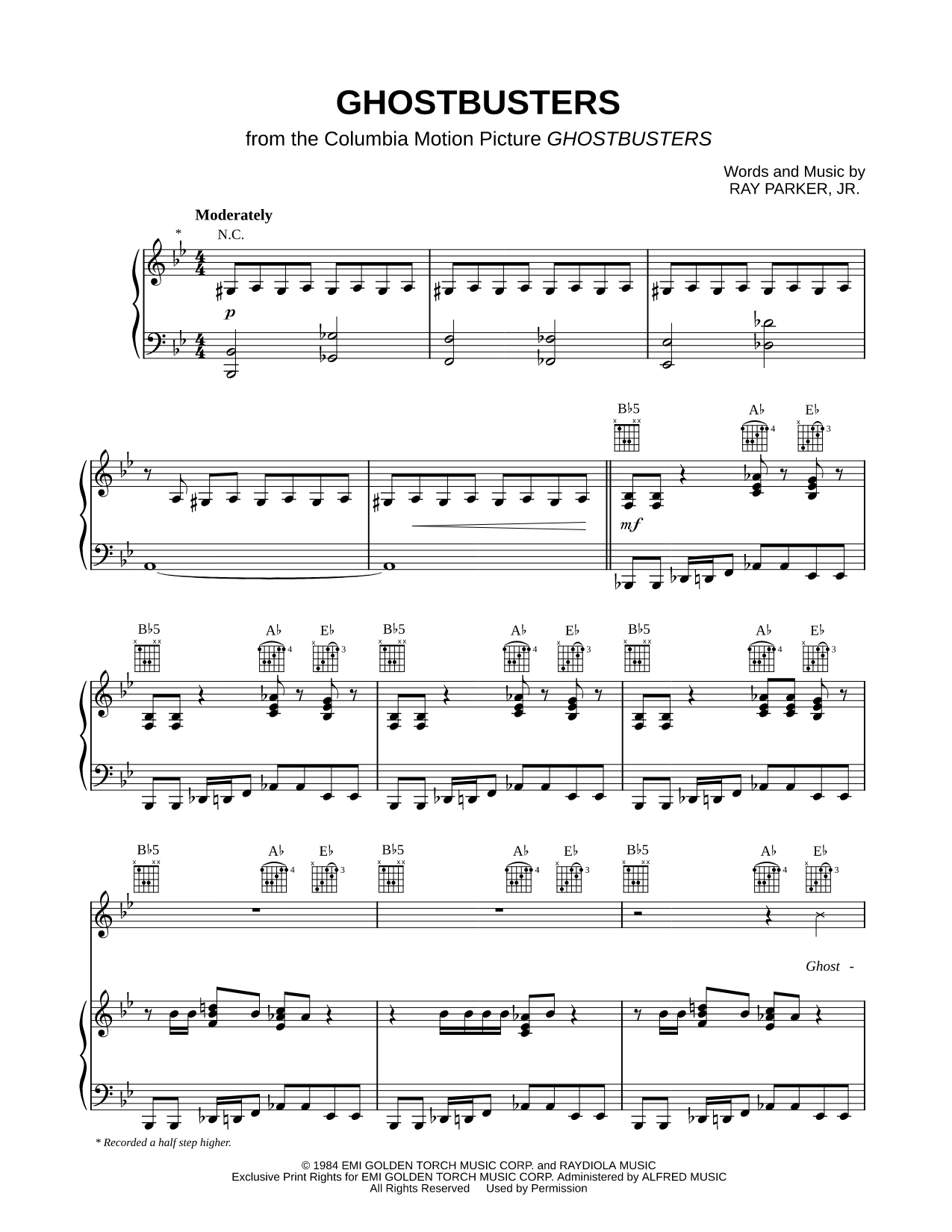 Ghostbusters Sheet Music — Piano/Vocal/Guitar