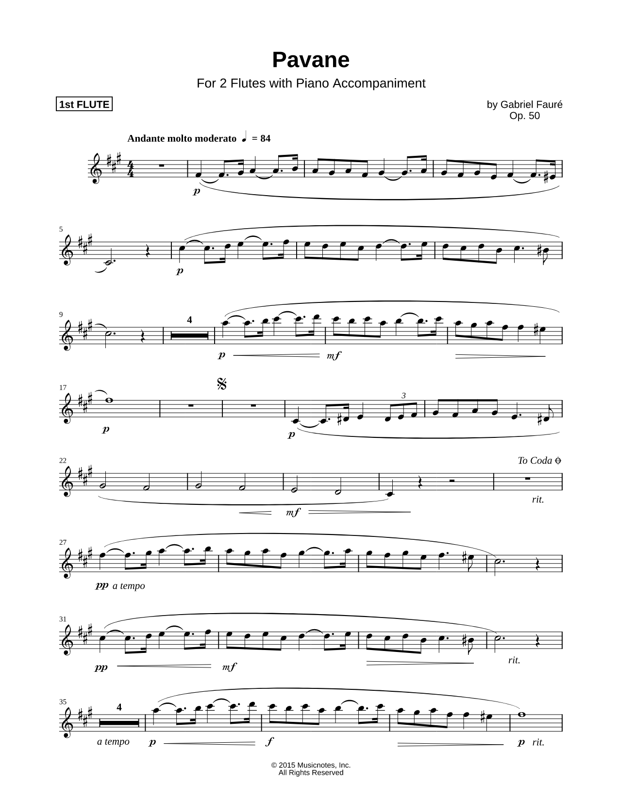 Pavane in F# Minor, Op. 50 - Flute I