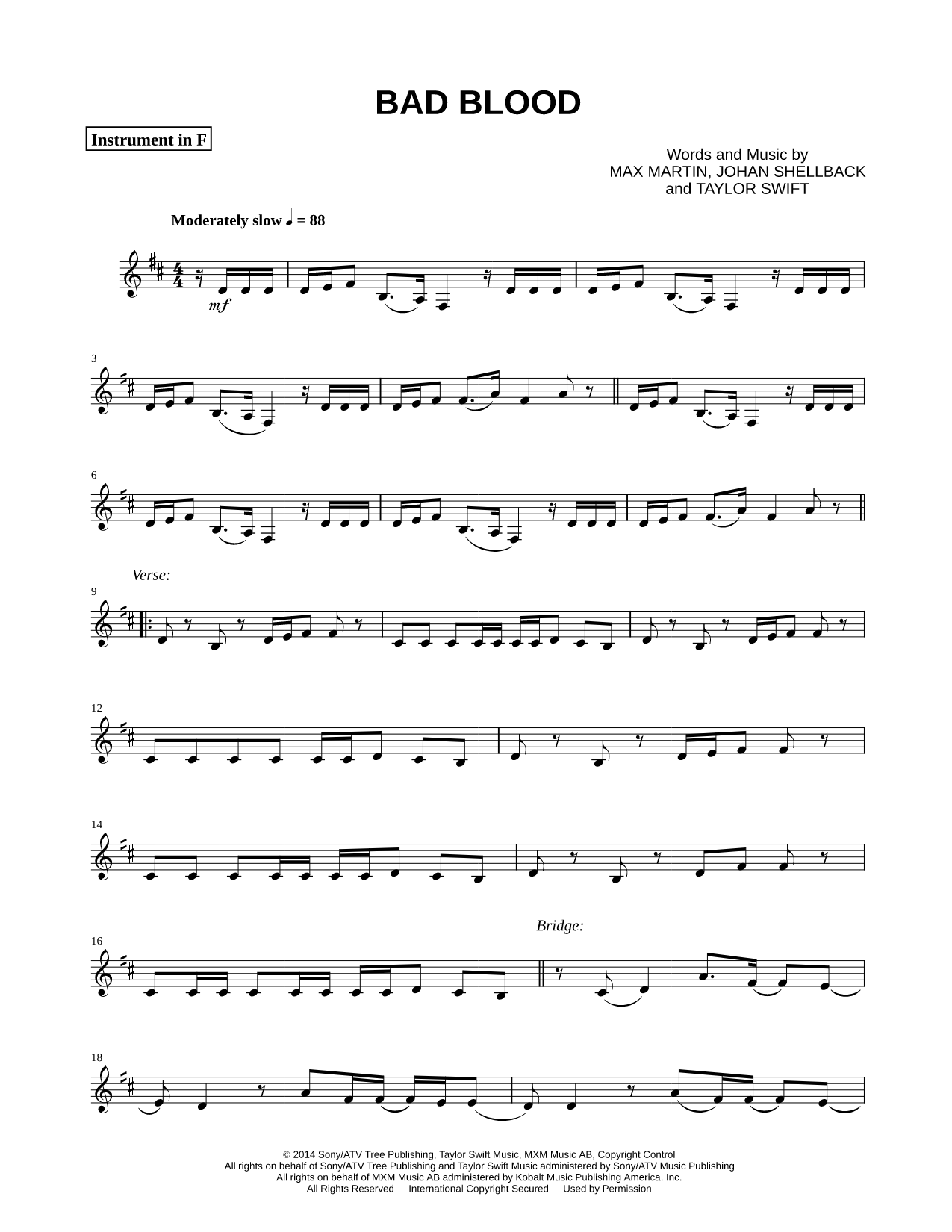 Bad Blood - F Instrument