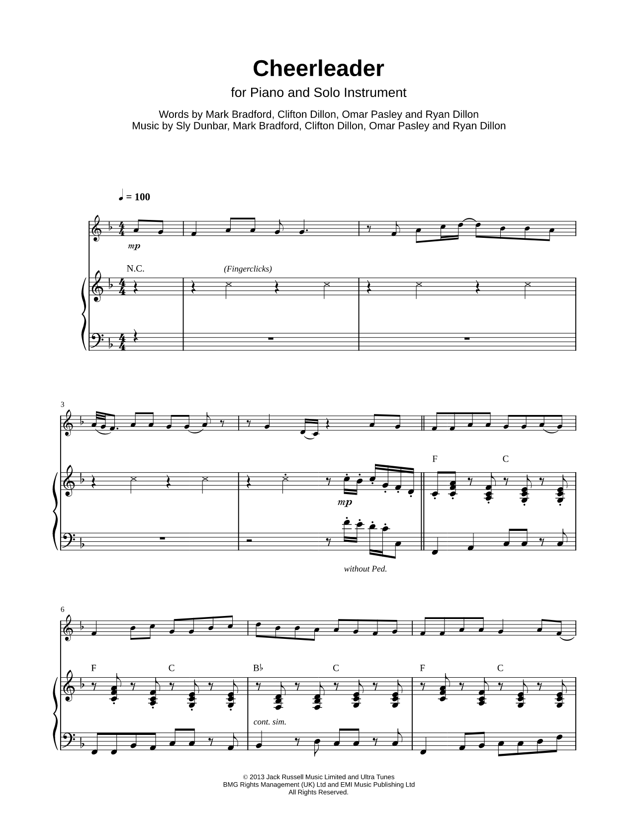 Cheerleader - Piano Accompaniment