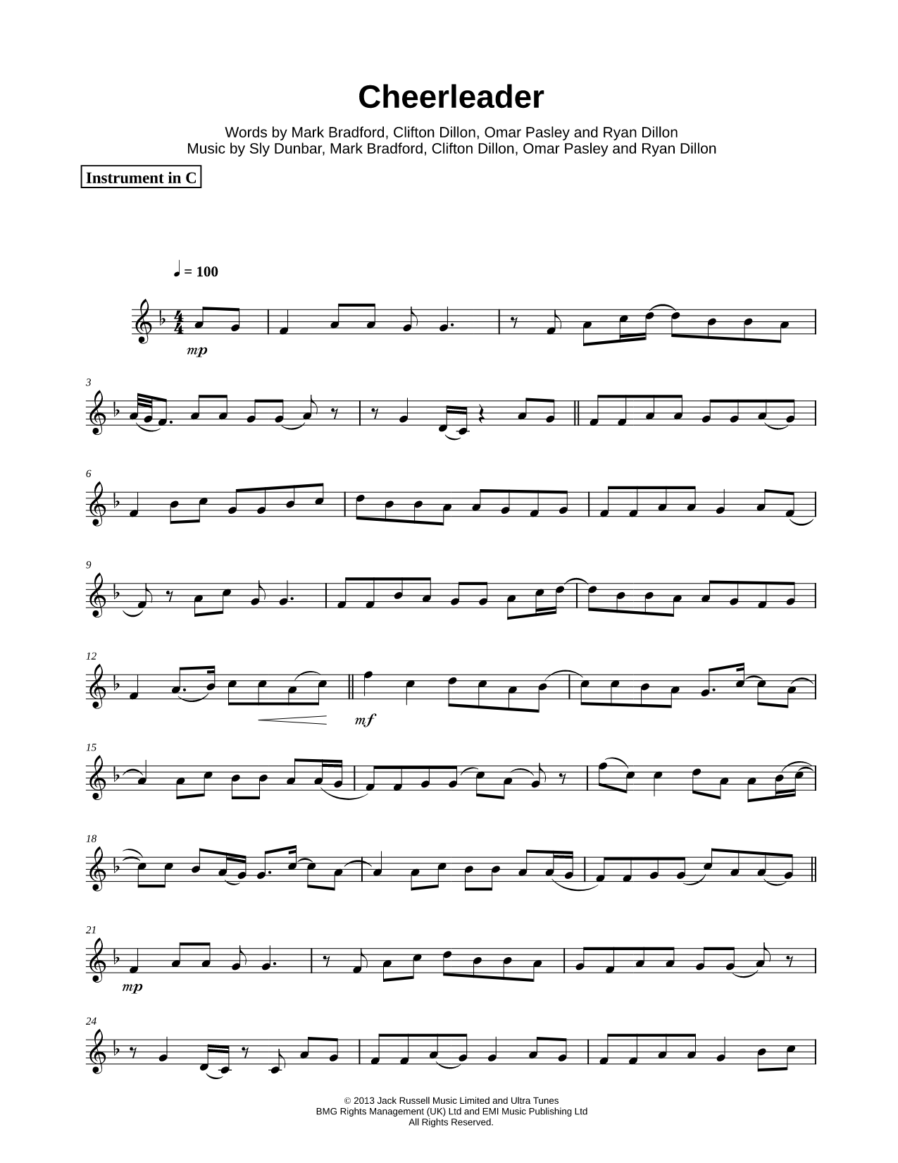 Cheerleader - C Instrument