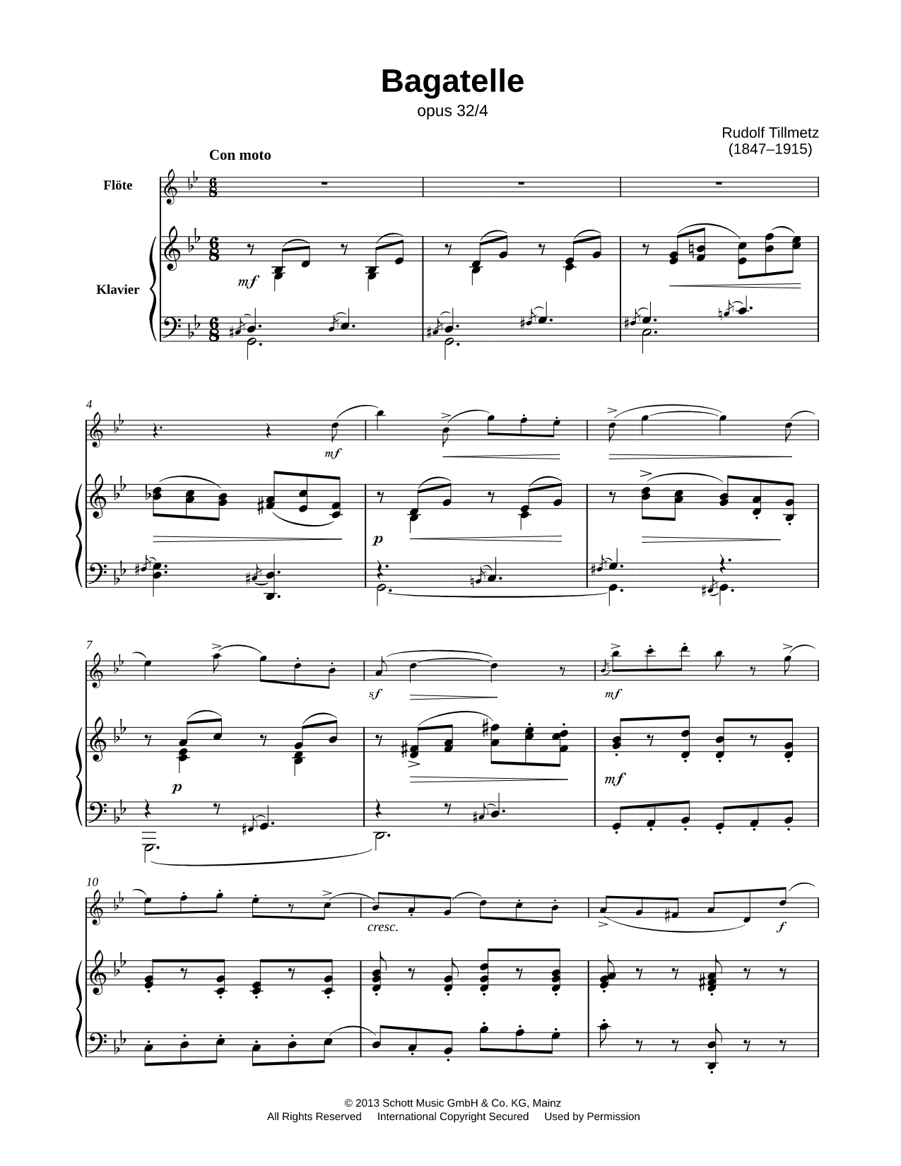 6 Charakterstücke, Op. 32: IV. Bagatelle - Flute & Piano