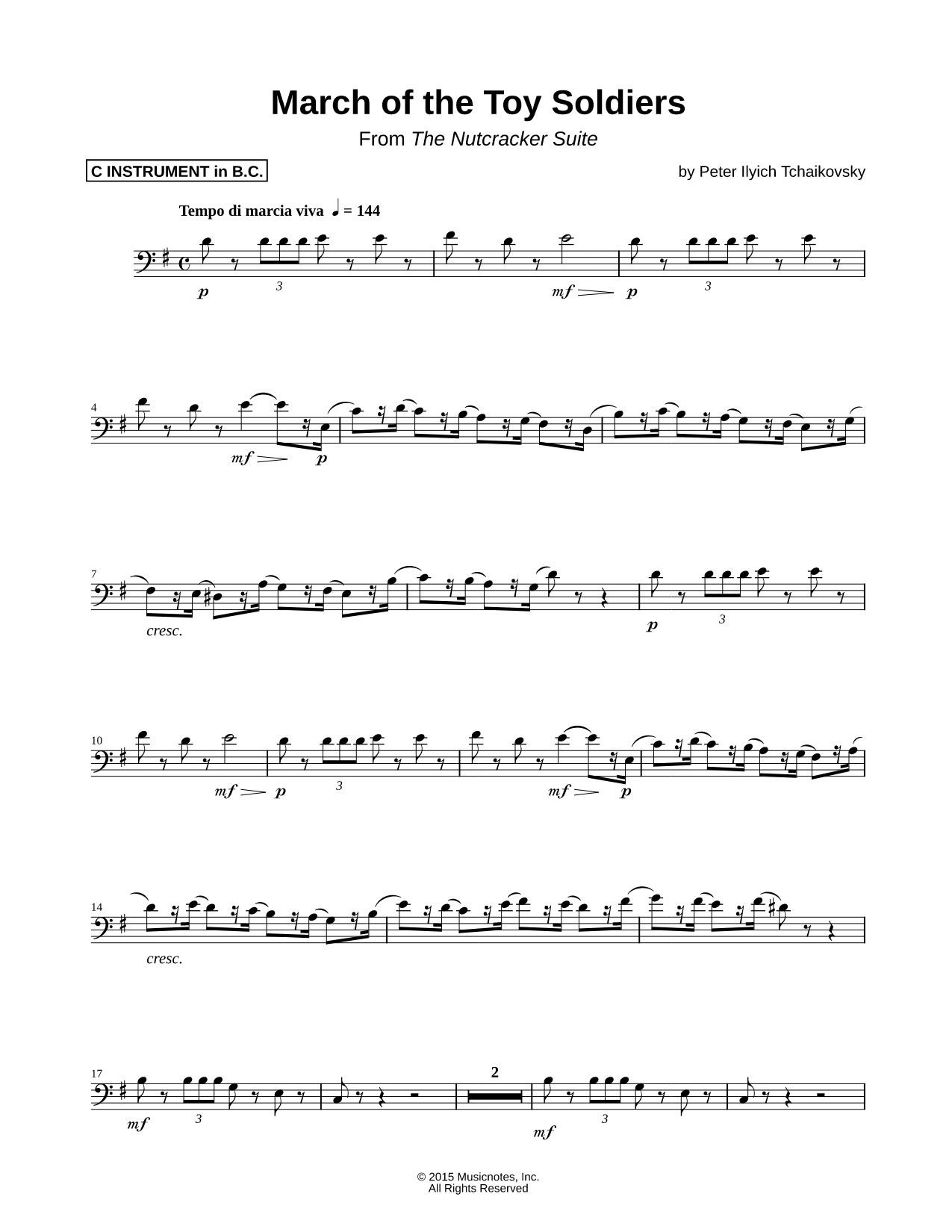March of the Toy Soldiers - Bass Clef Instrument