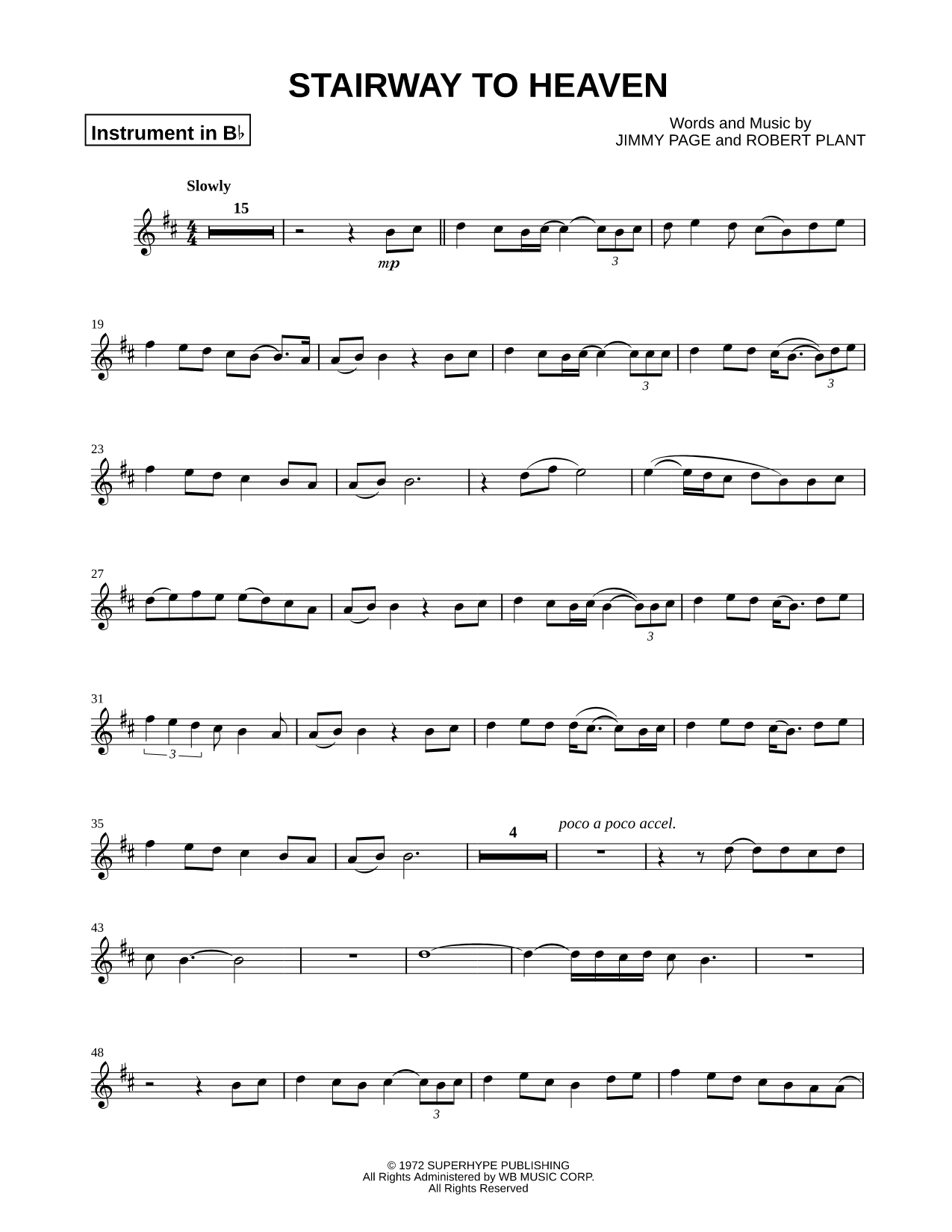 Stairway to Heaven - Bb Instrument