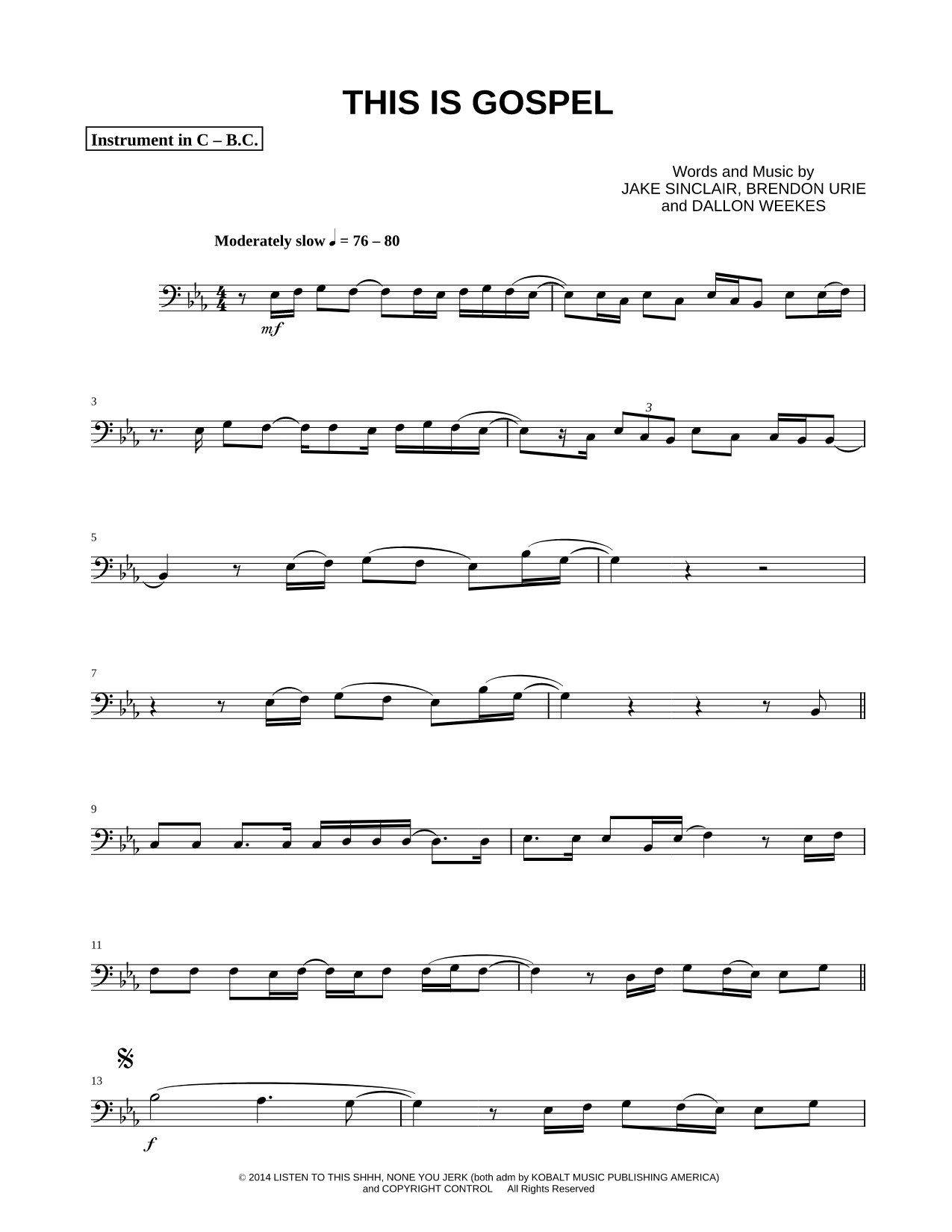 This Is Gospel - Bass Clef Instrument