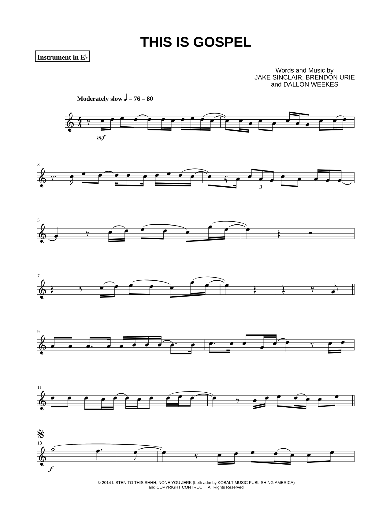 This Is Gospel - Eb Instrument
