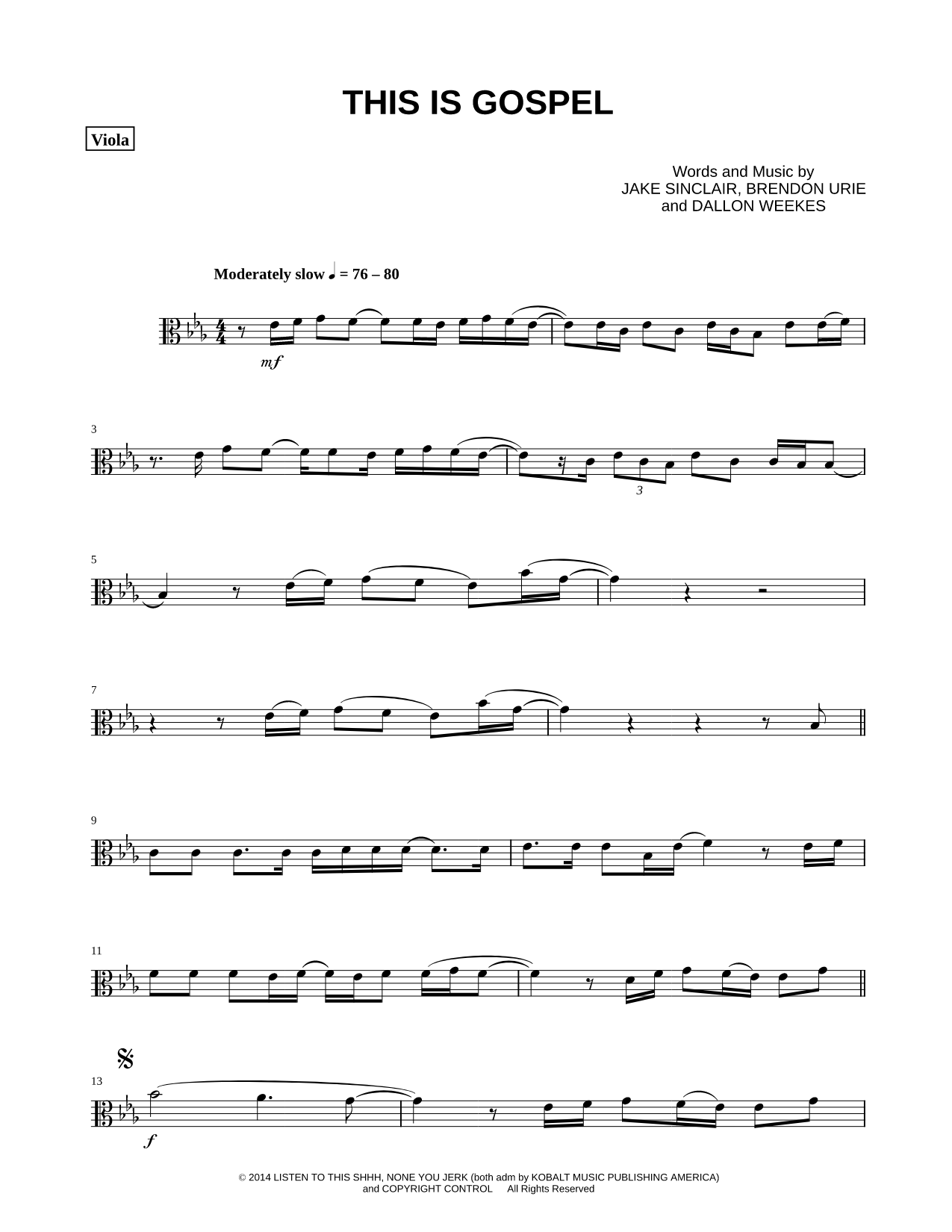 This Is Gospel - Viola