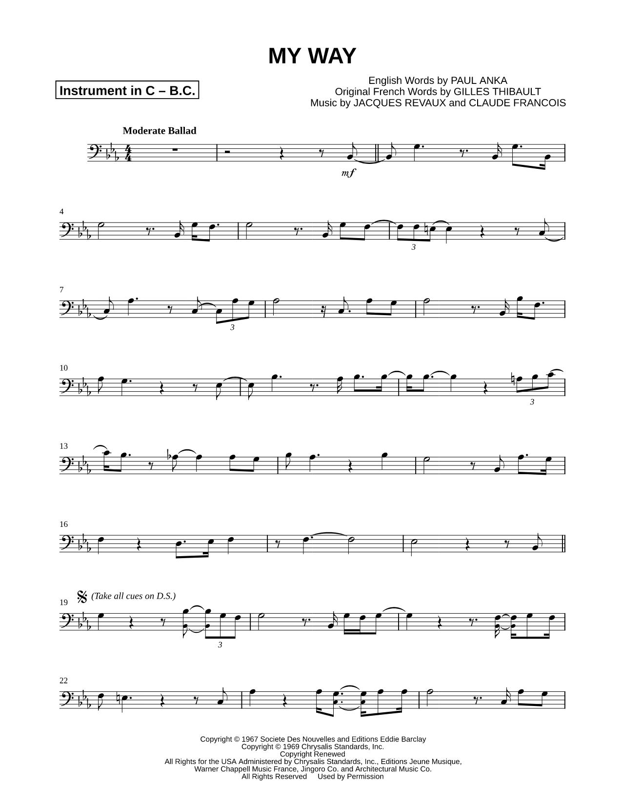My Way - Bass Clef Instrument
