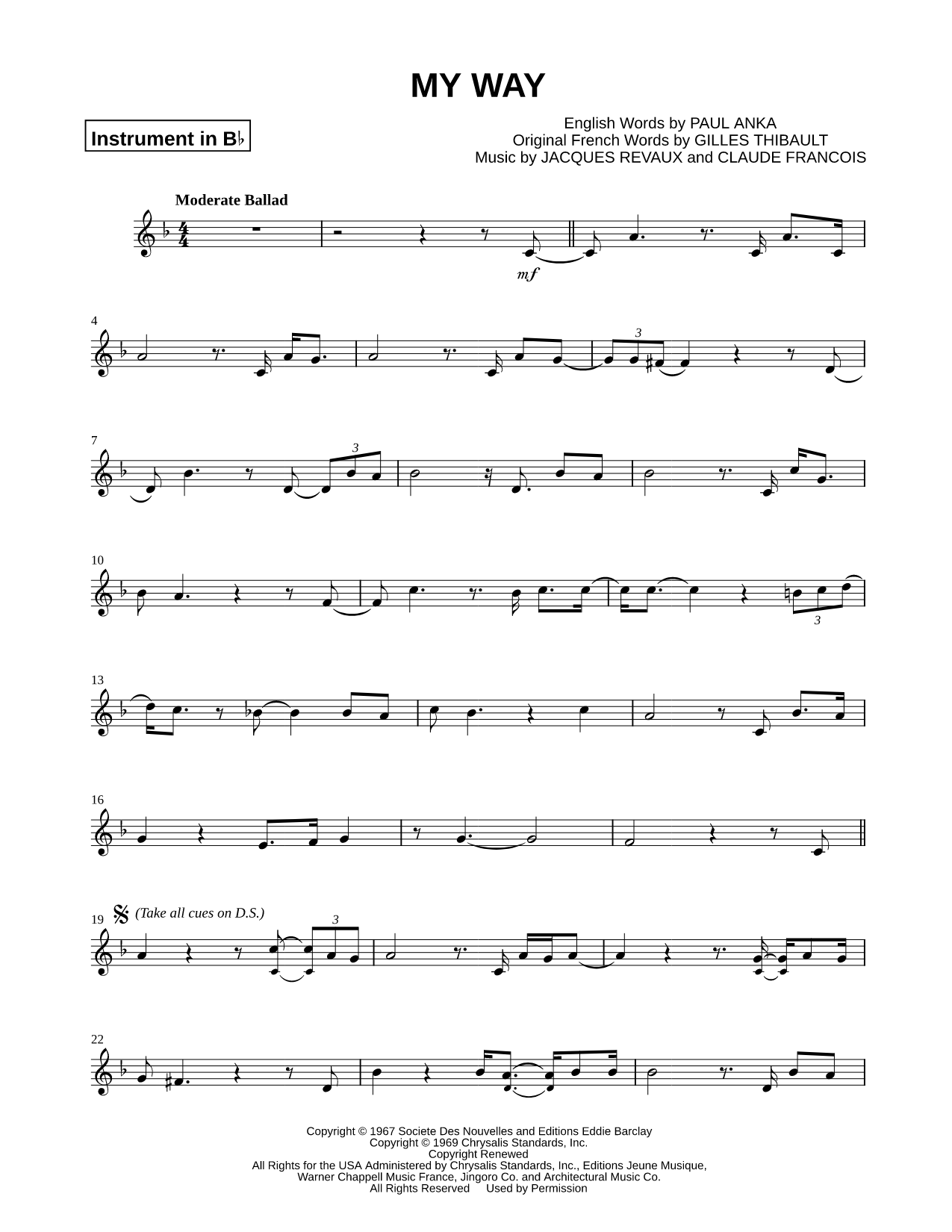 My Way - Bb Instrument