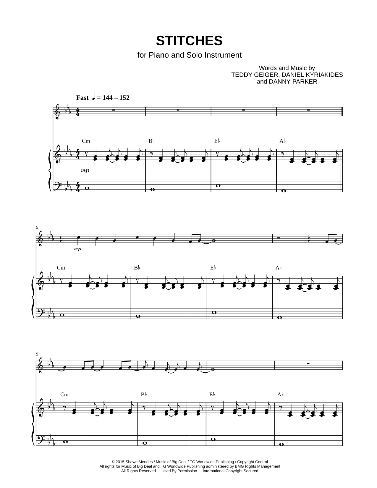 Stitches - Piano Accompaniment