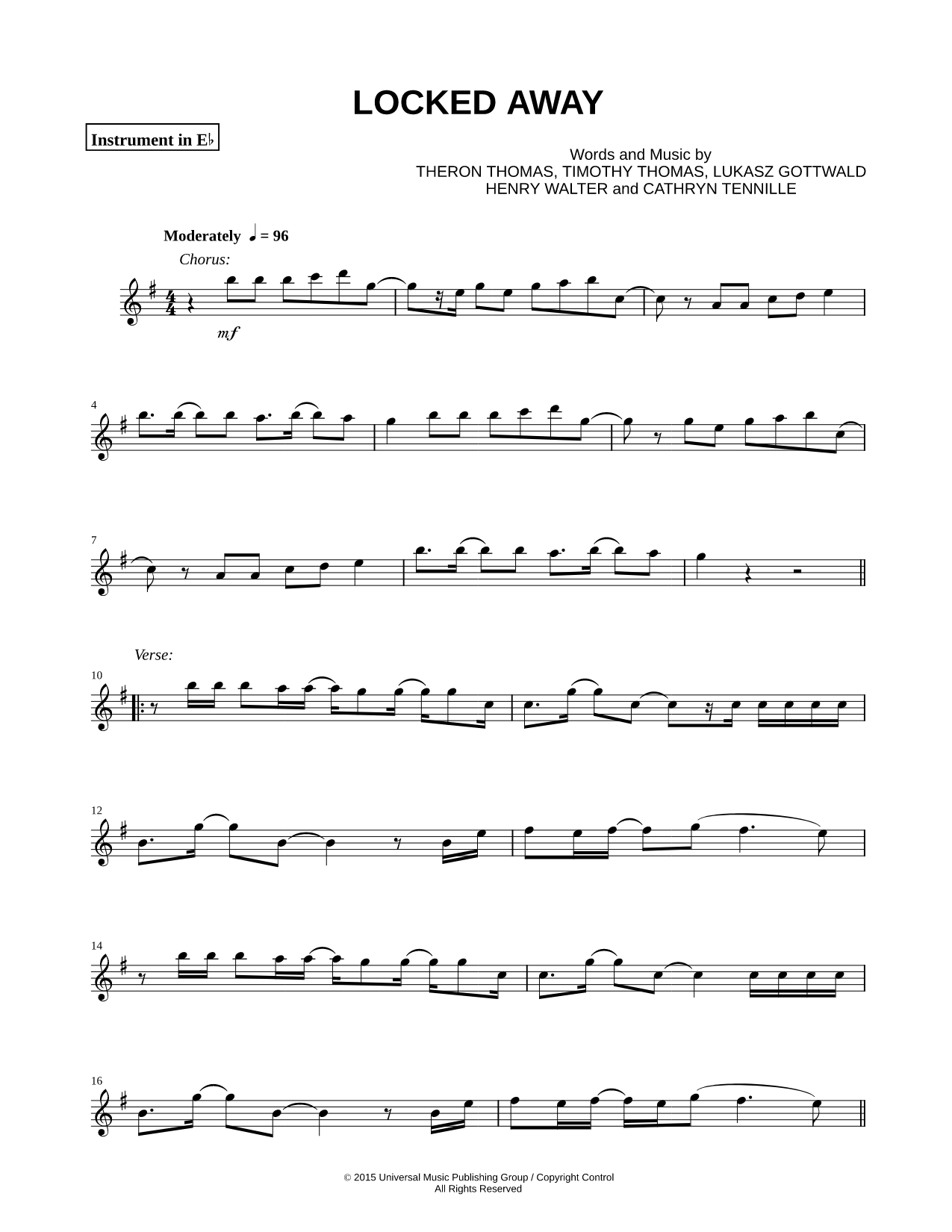 Locked Away - Eb Instrument