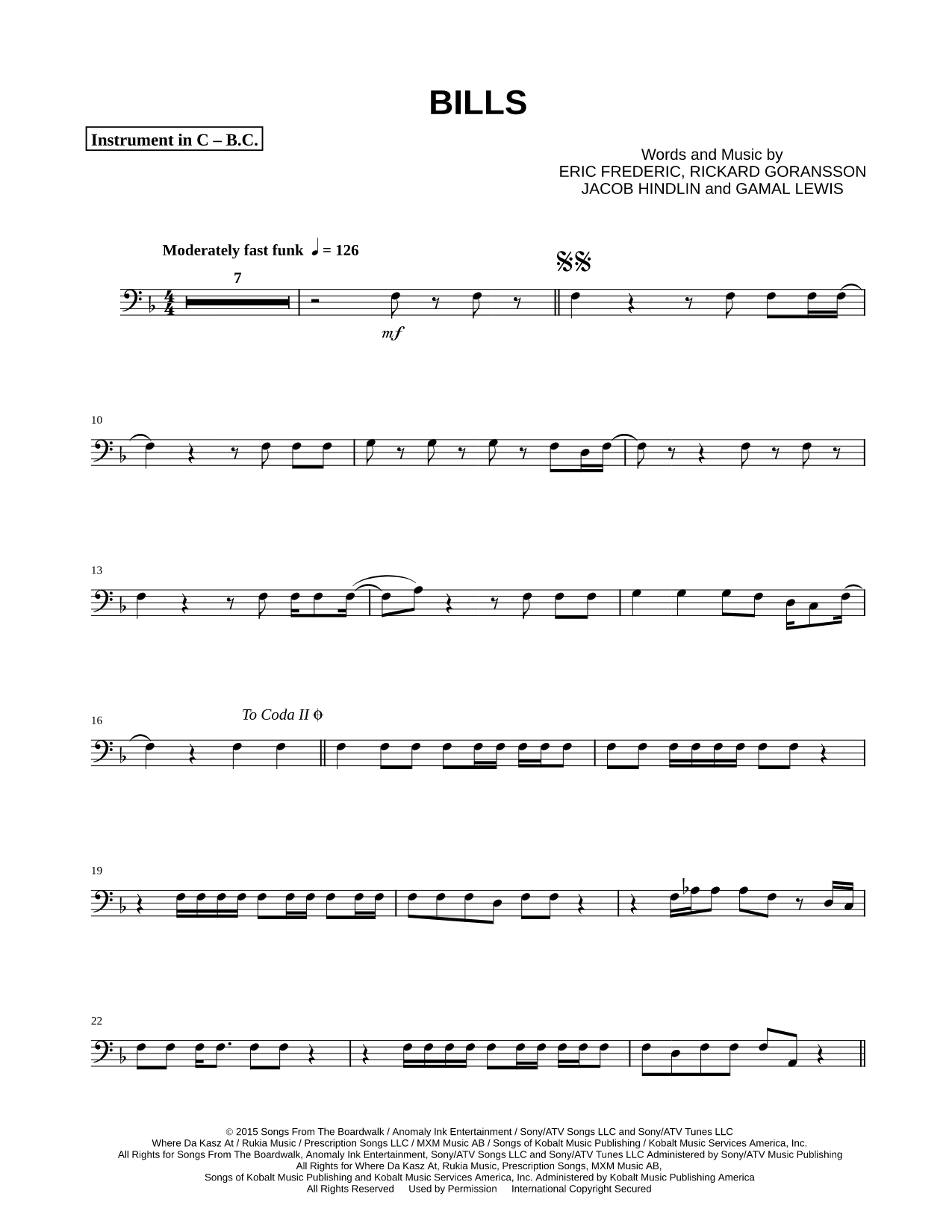 Bills - Bass Clef Instrument