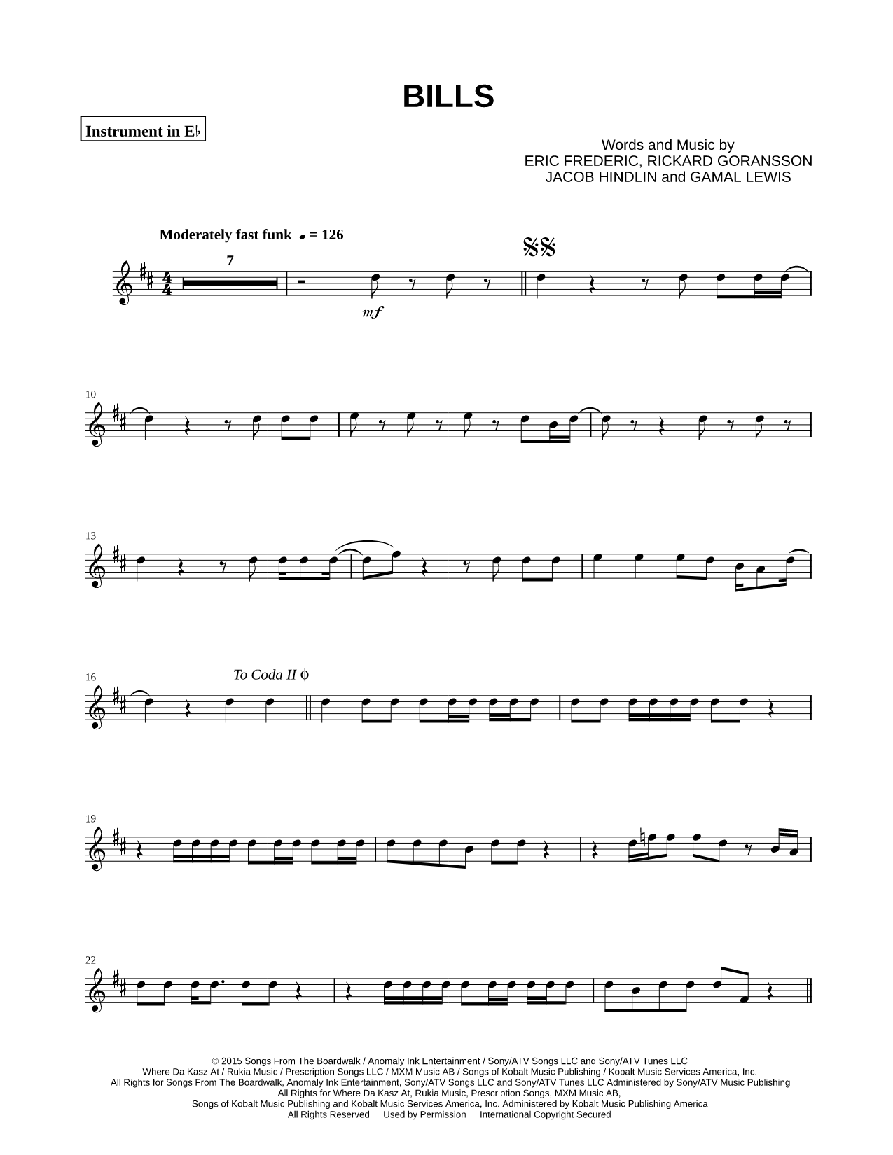 Bills - Eb Instrument
