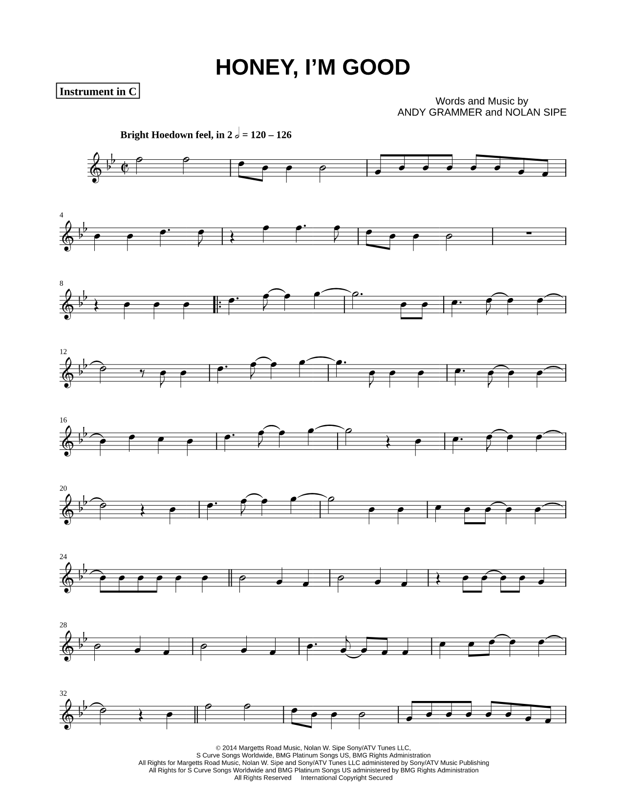Honey, I'm Good - C Instrument