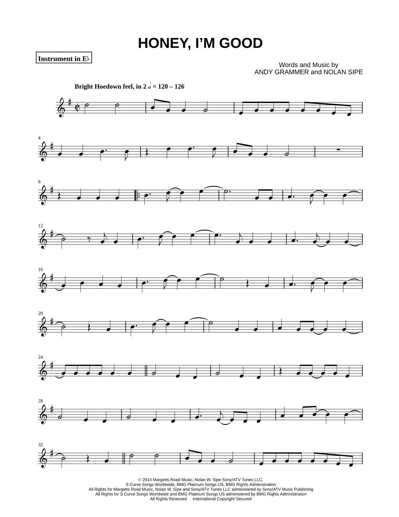 Honey, I'm Good - Eb Instrument