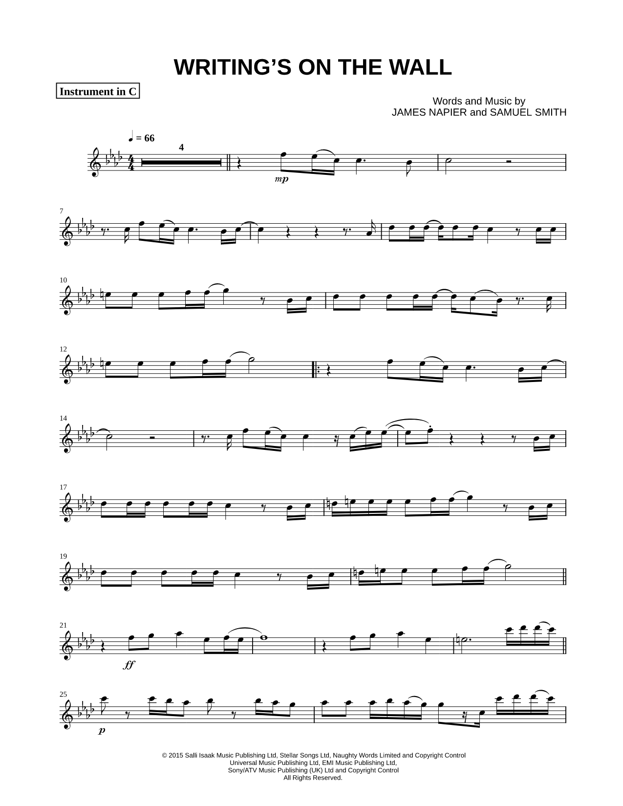 Writing's on the Wall - C Instrument