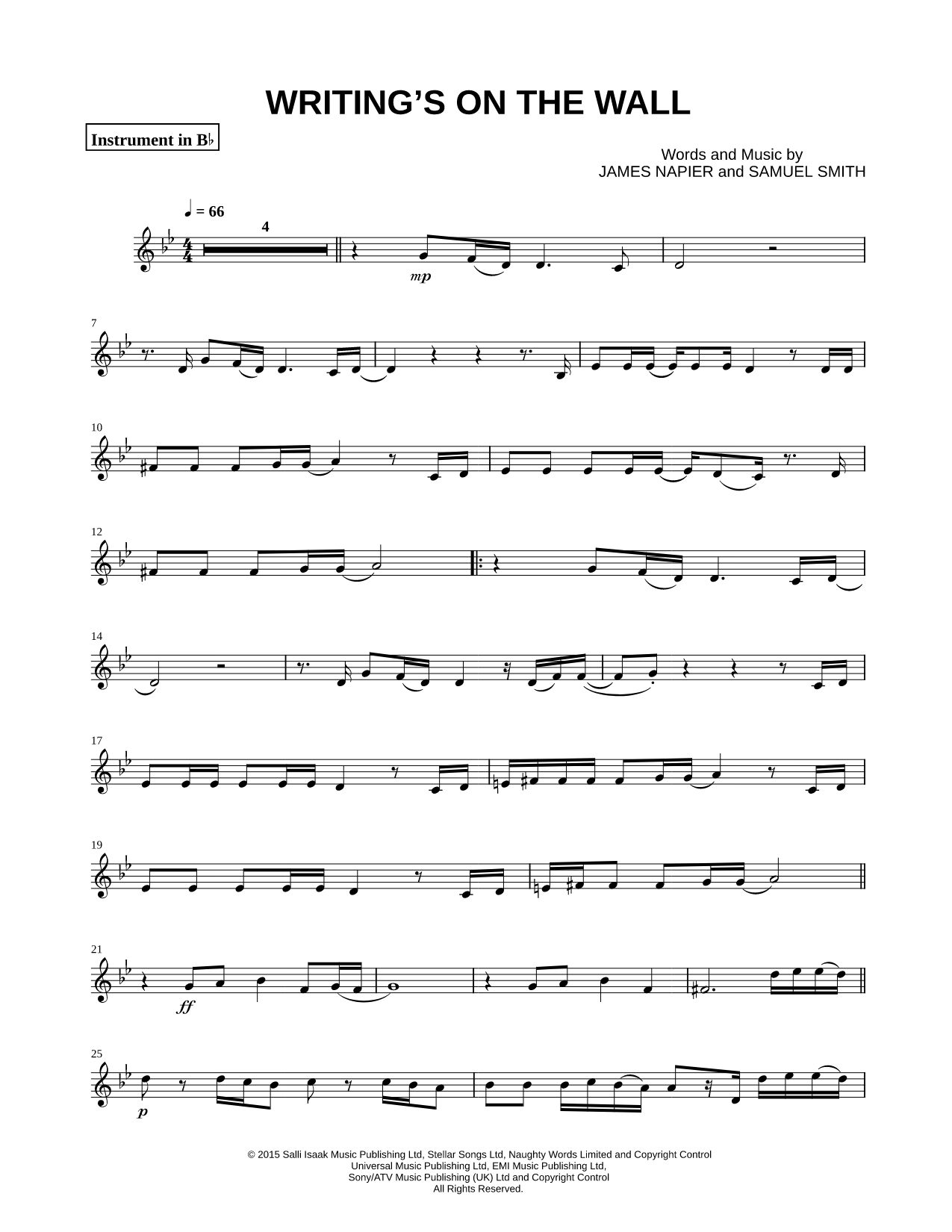 Writing's on the Wall - Bb Instrument