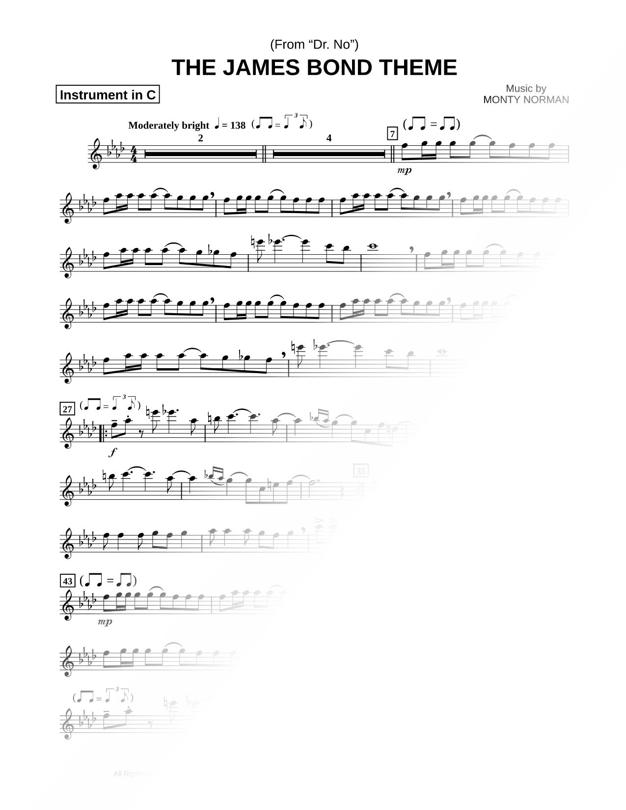 The James Bond Theme - C Instrument