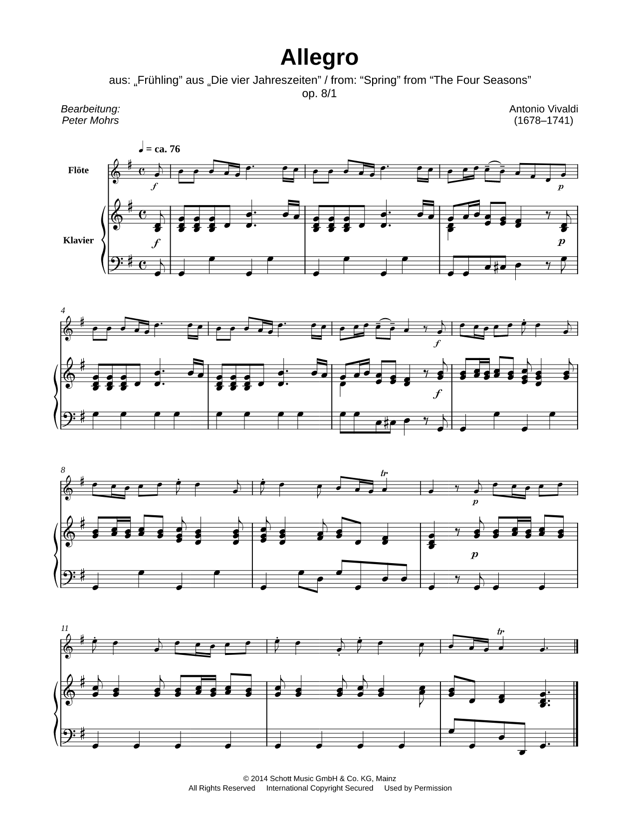 Spring from the Four Seasons - Allegro - Flute & Piano