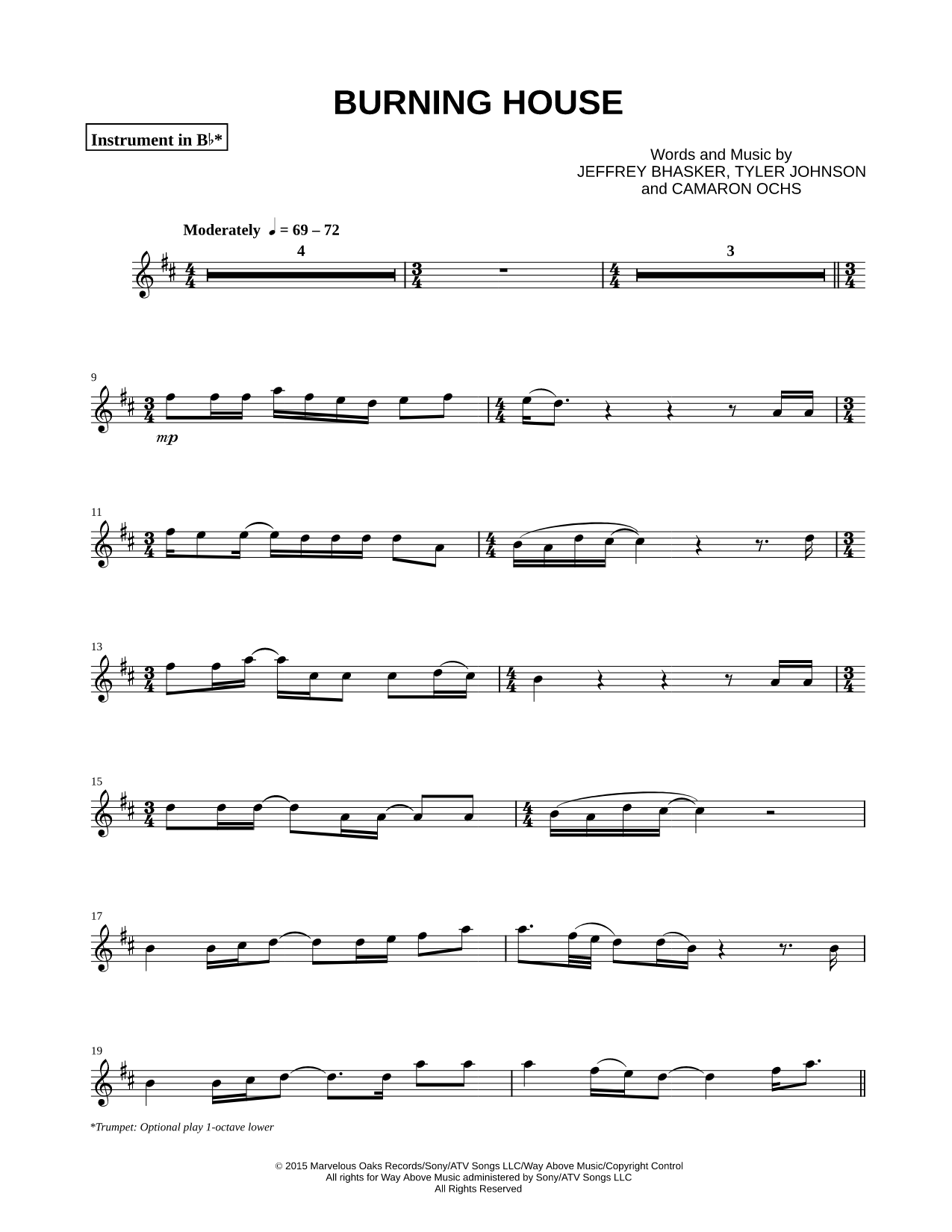 Burning House - Bb Instrument