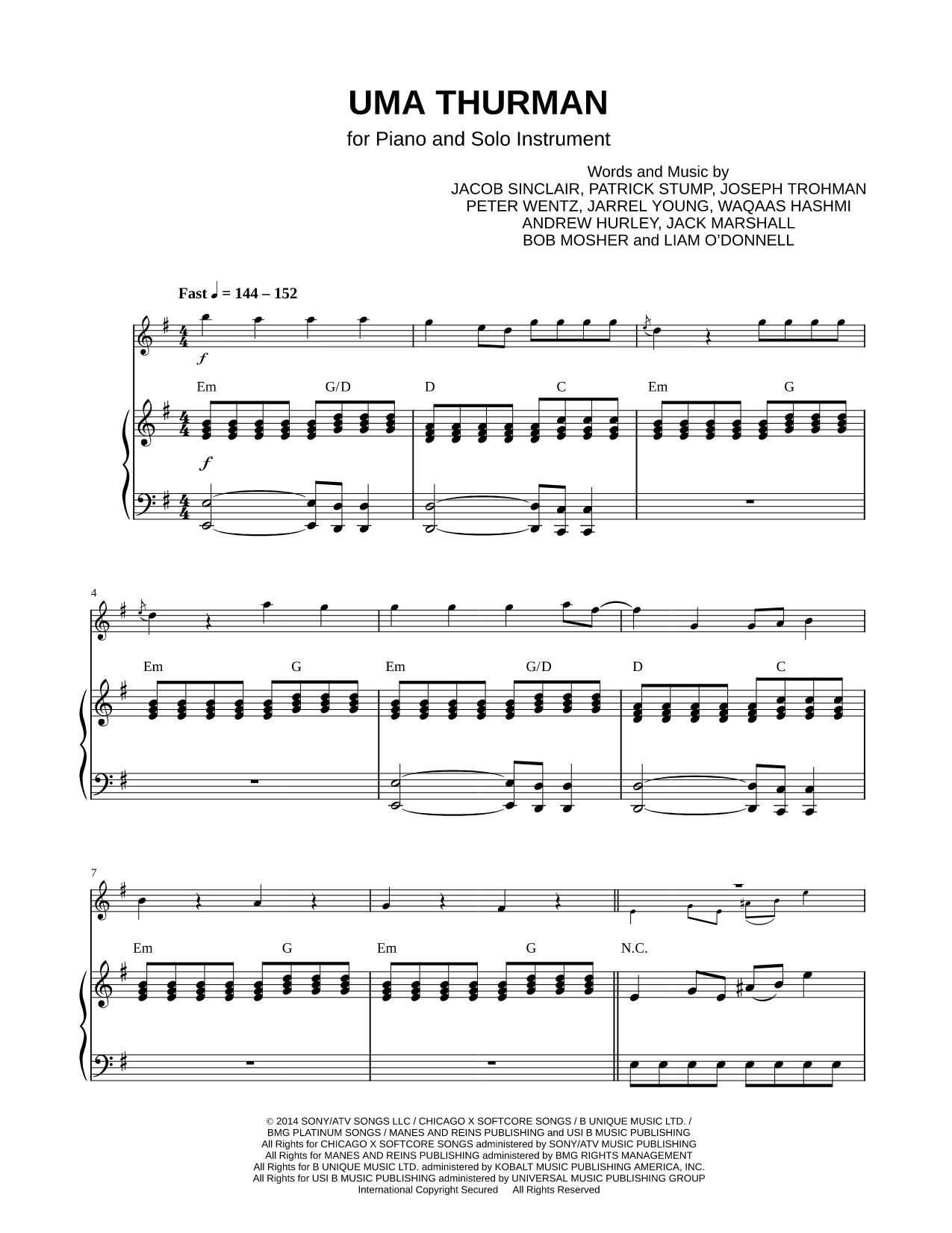 Uma Thurman - Piano Accompaniment