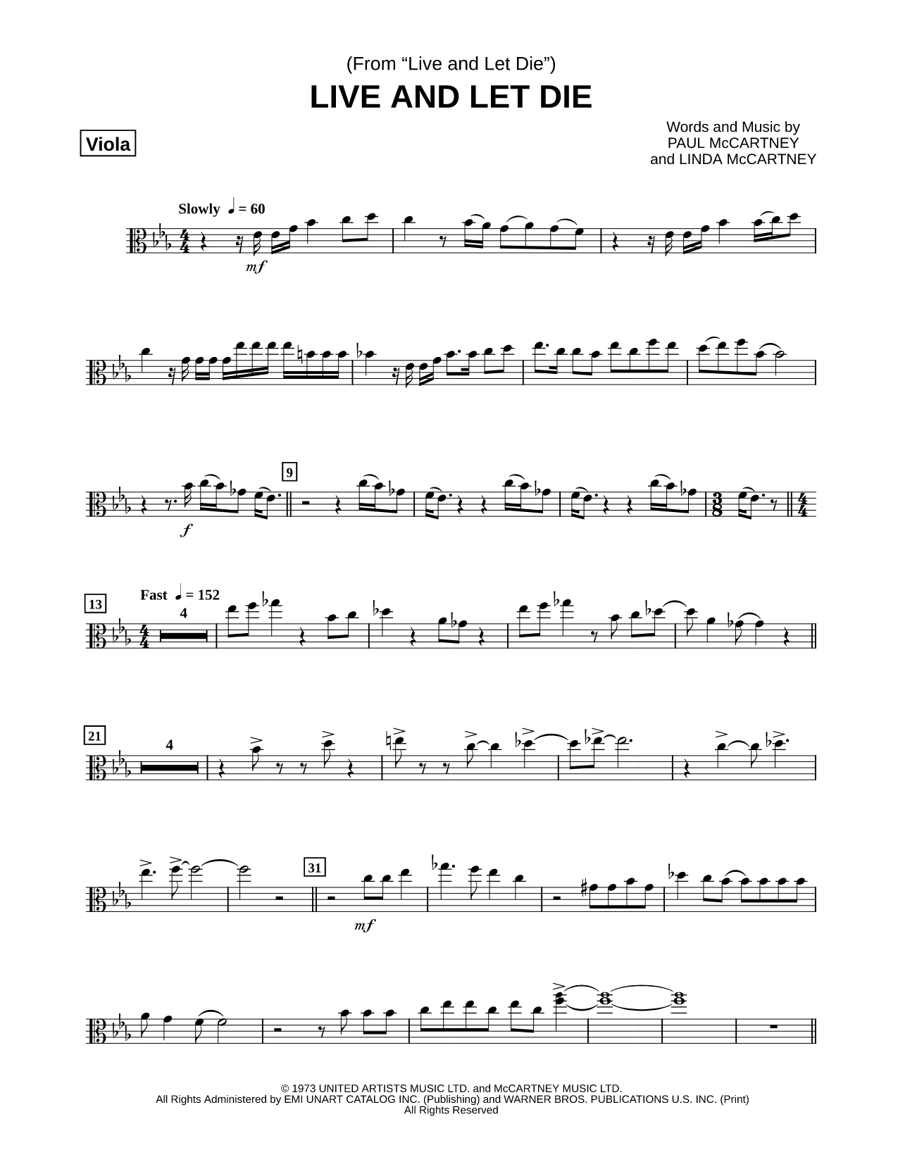 Live and Let Die - Viola
