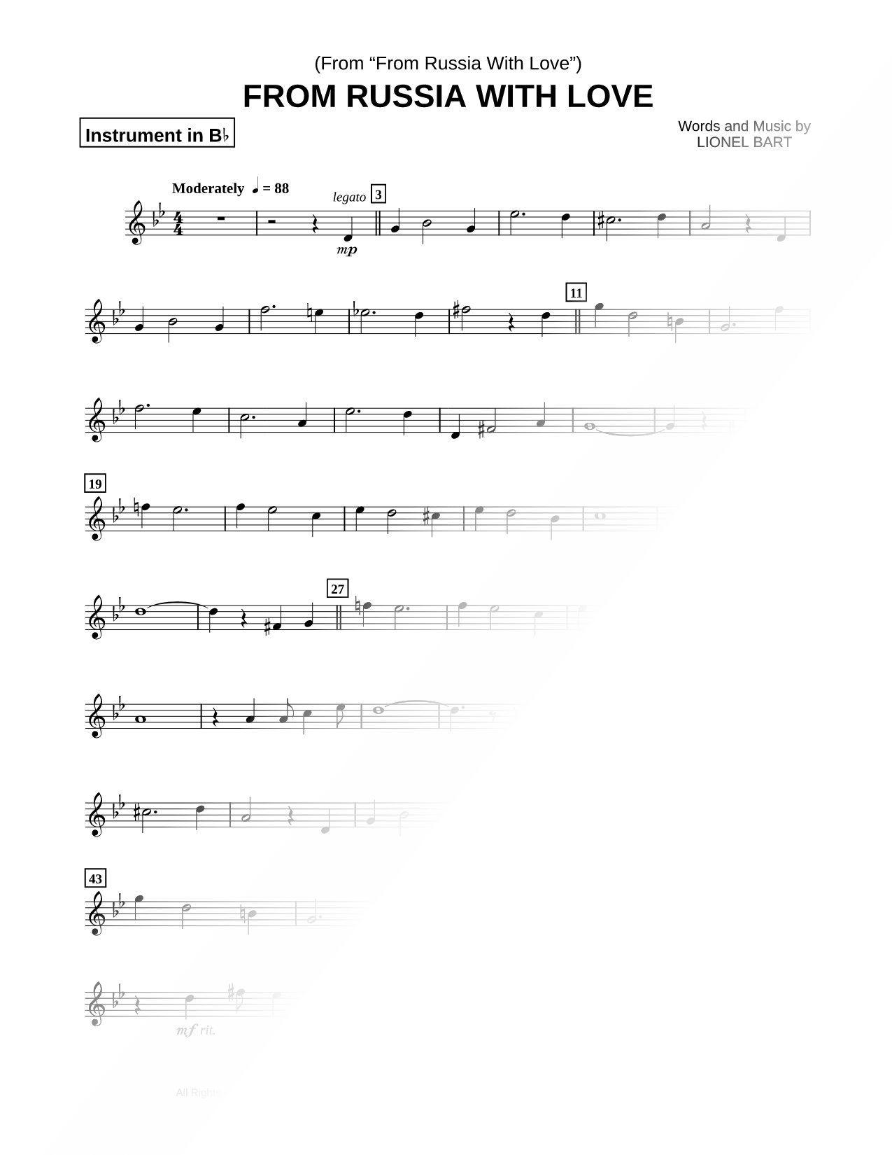 From Russia with Love - Bb Instrument