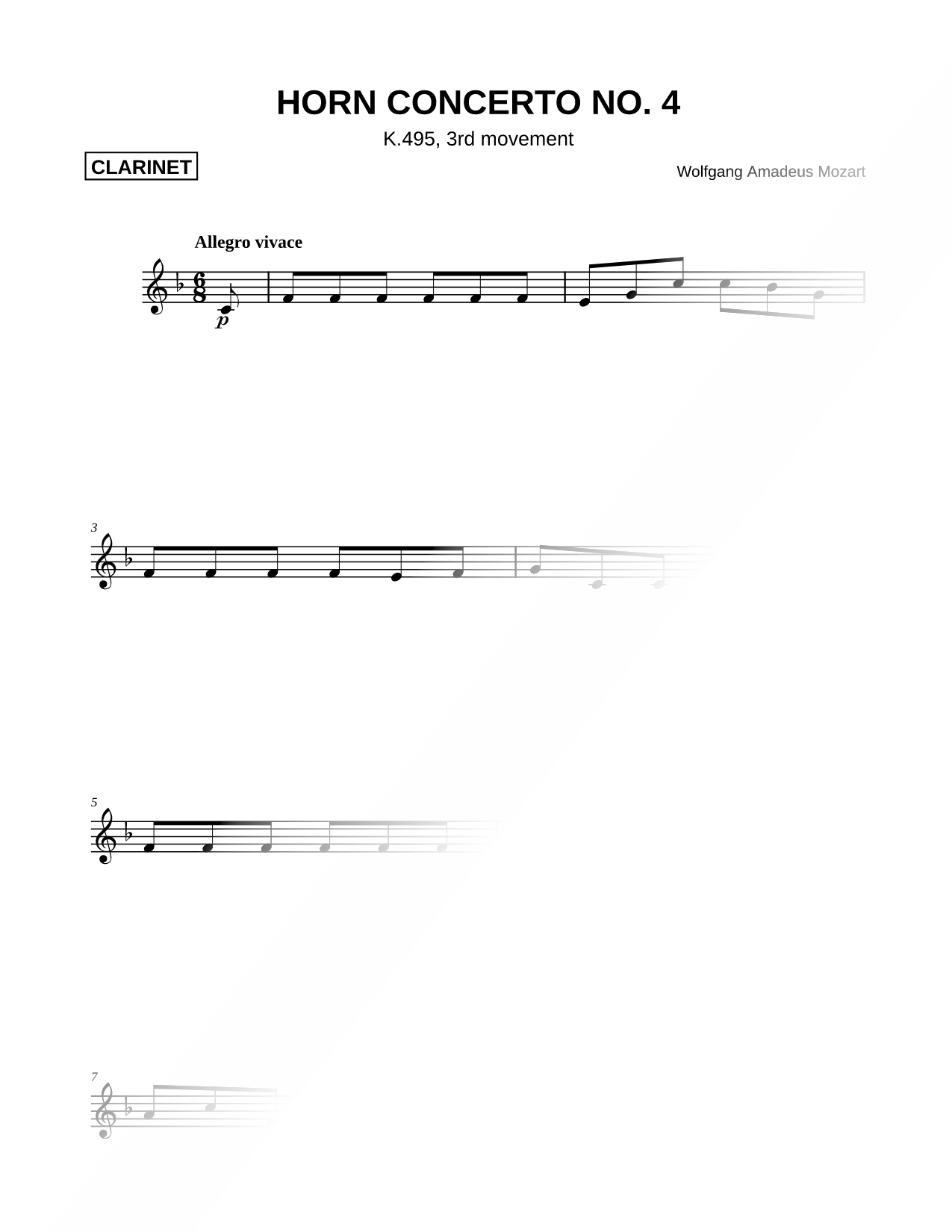 Horn Concerto No. 4 in Eb Major, K. 495: III. Rondo [Main Theme]
