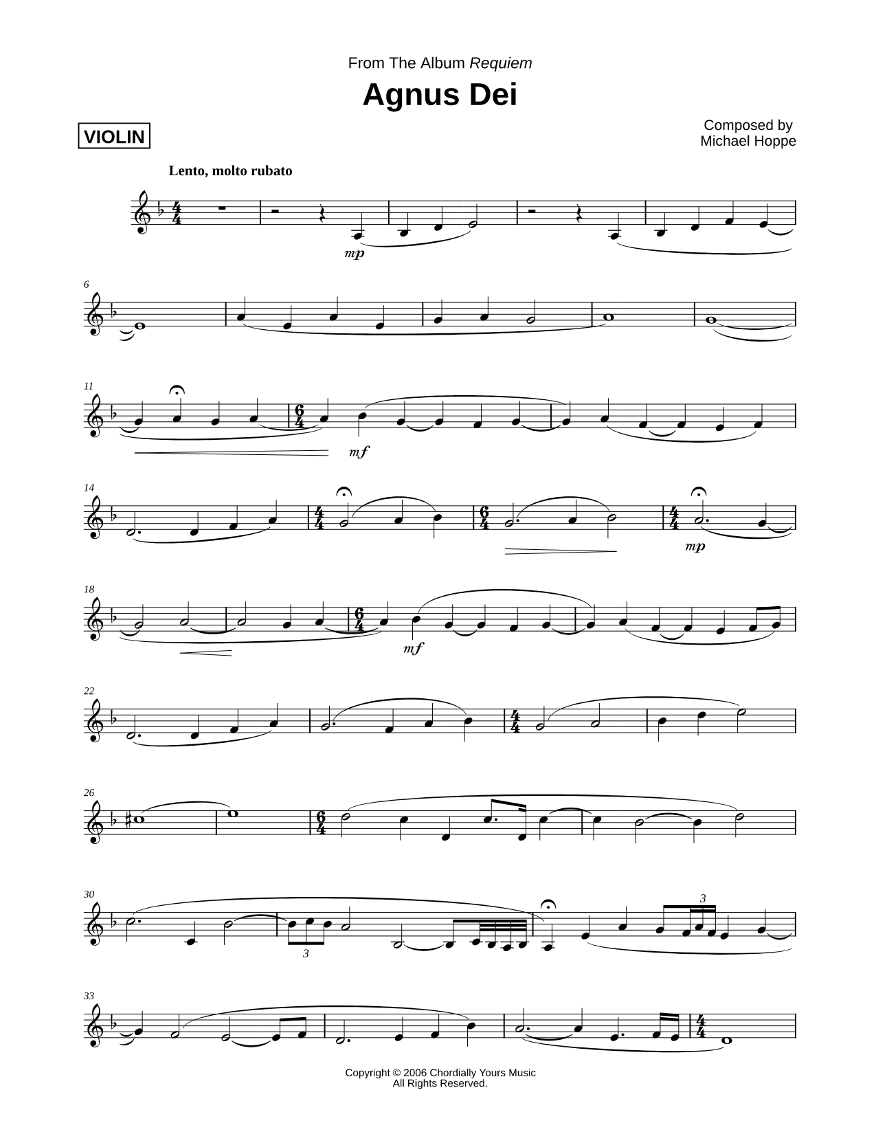 Requiem, VI. Agnus Dei - Violin part