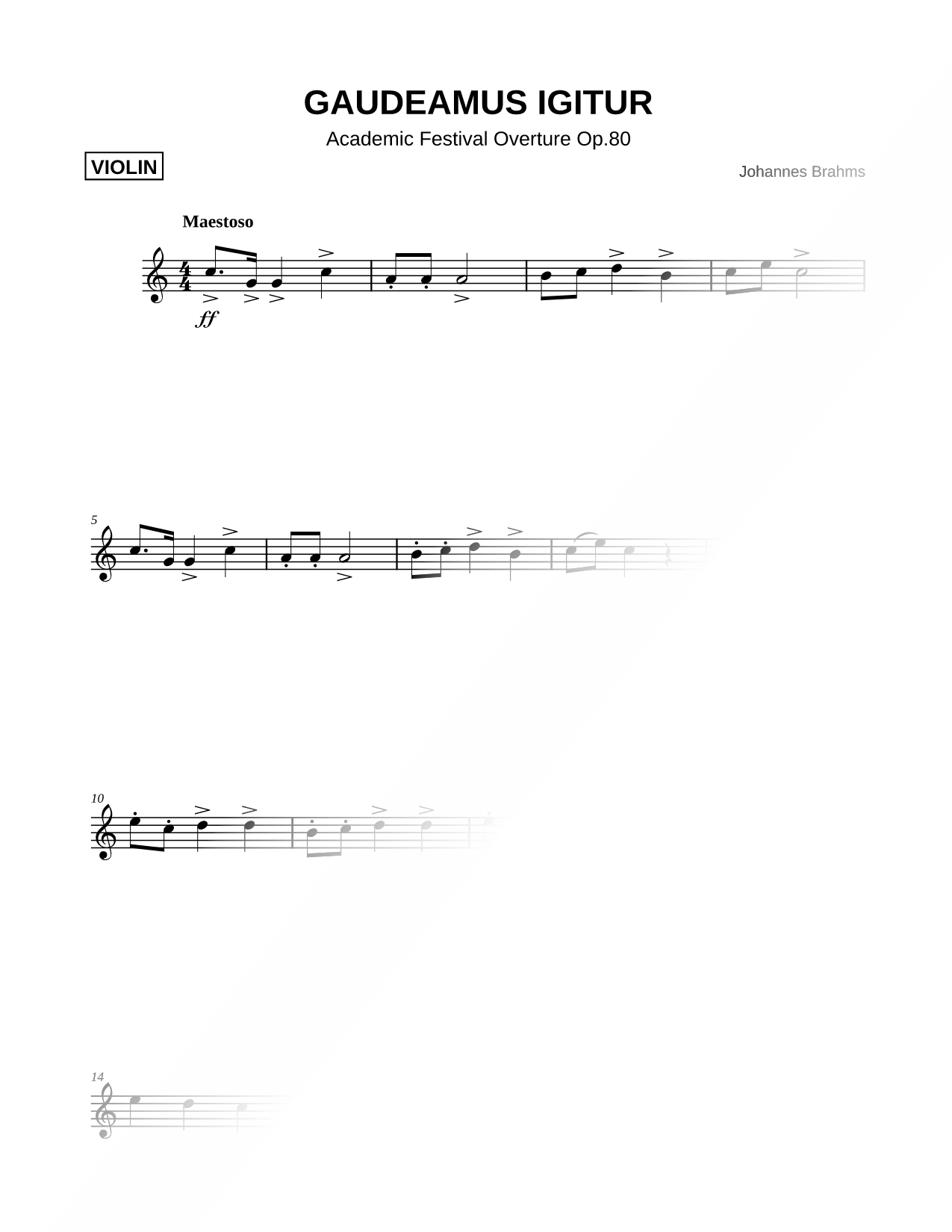 Gaudeamus Igitur from Academic Festival Overture [Main Theme]