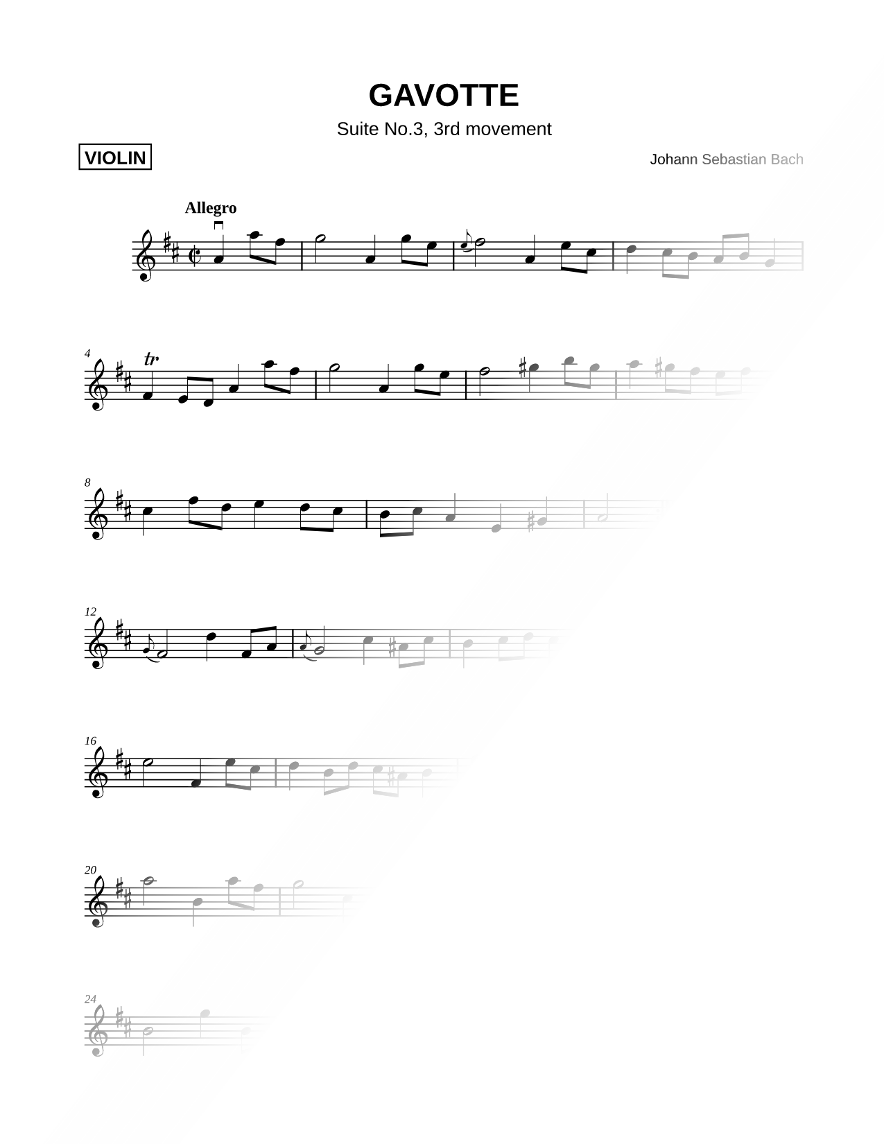 Gavotte from Orchestral Suite No. 3 in D Major, BWV 1068 [Main Theme]