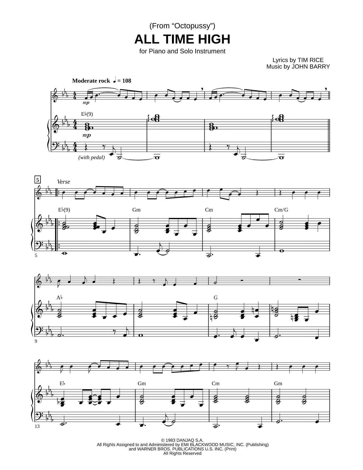 All Time High - Piano Accompaniment