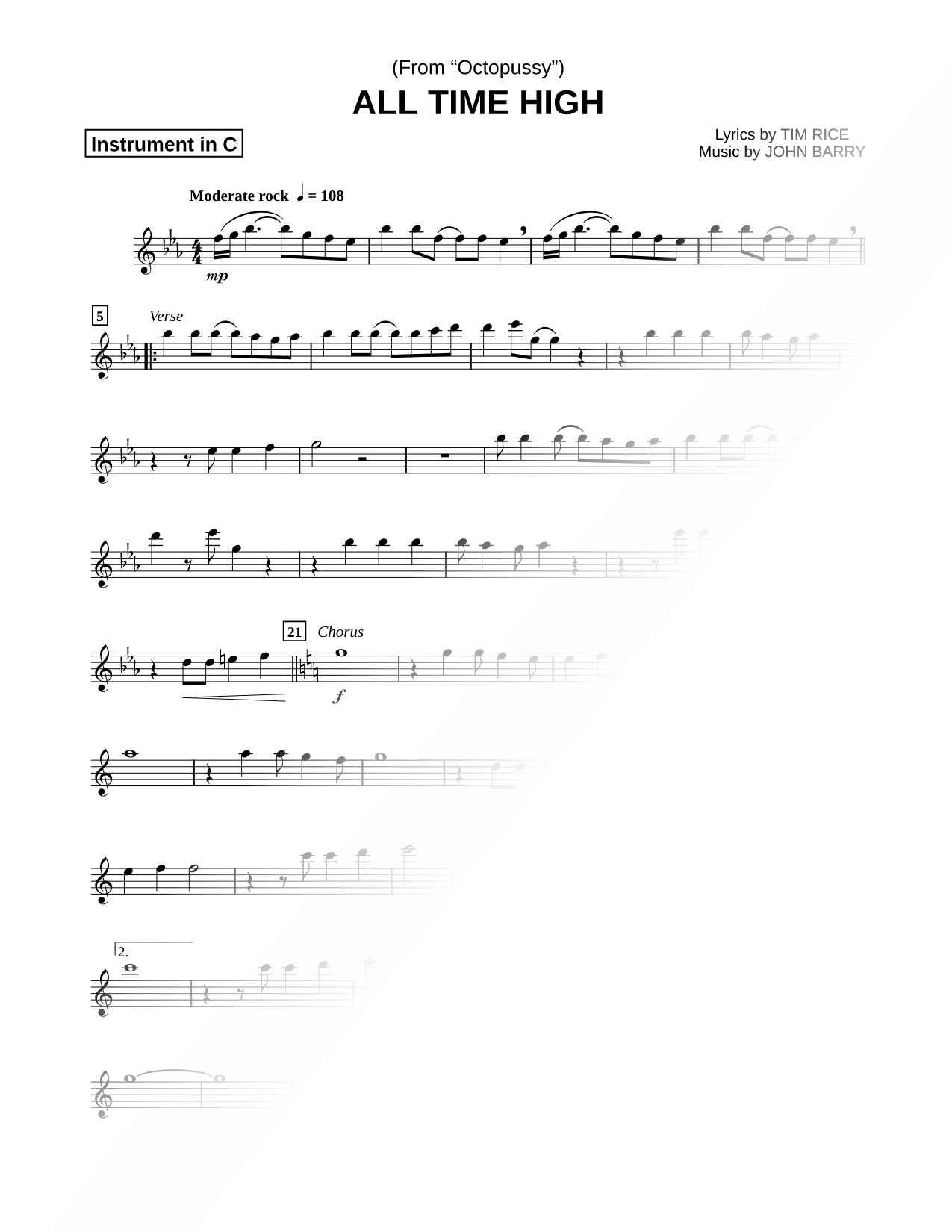 All Time High - C Instrument