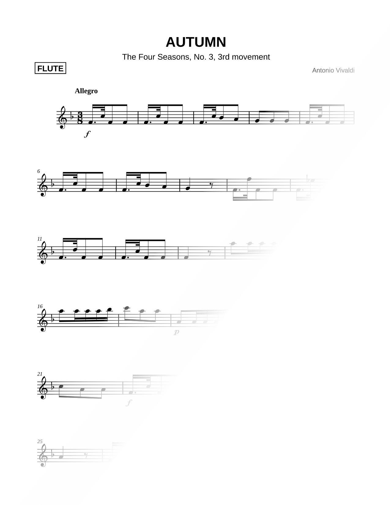 Autumn from The Four Seasons - Third Movement (Allegro)