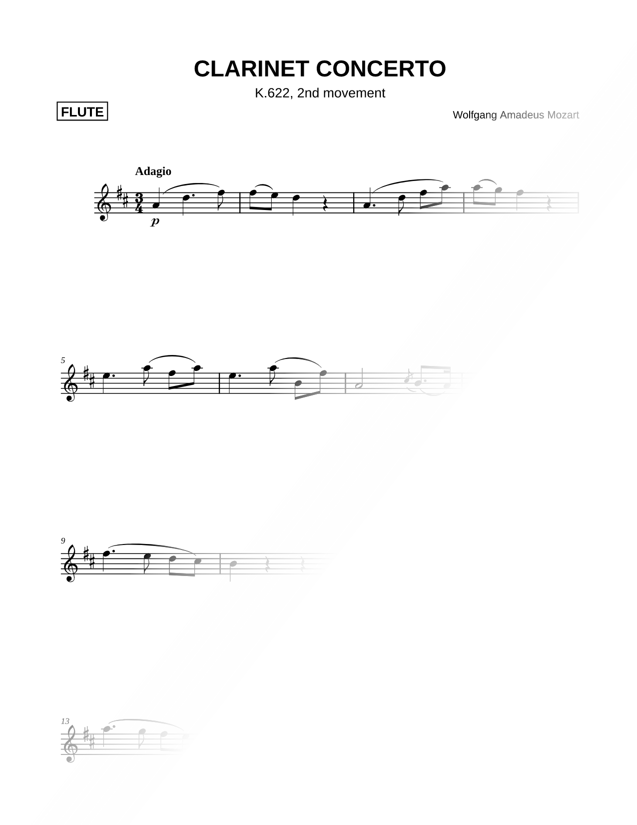 Clarinet Concerto in A Major, K. 622: II. Adagio [Main Theme]