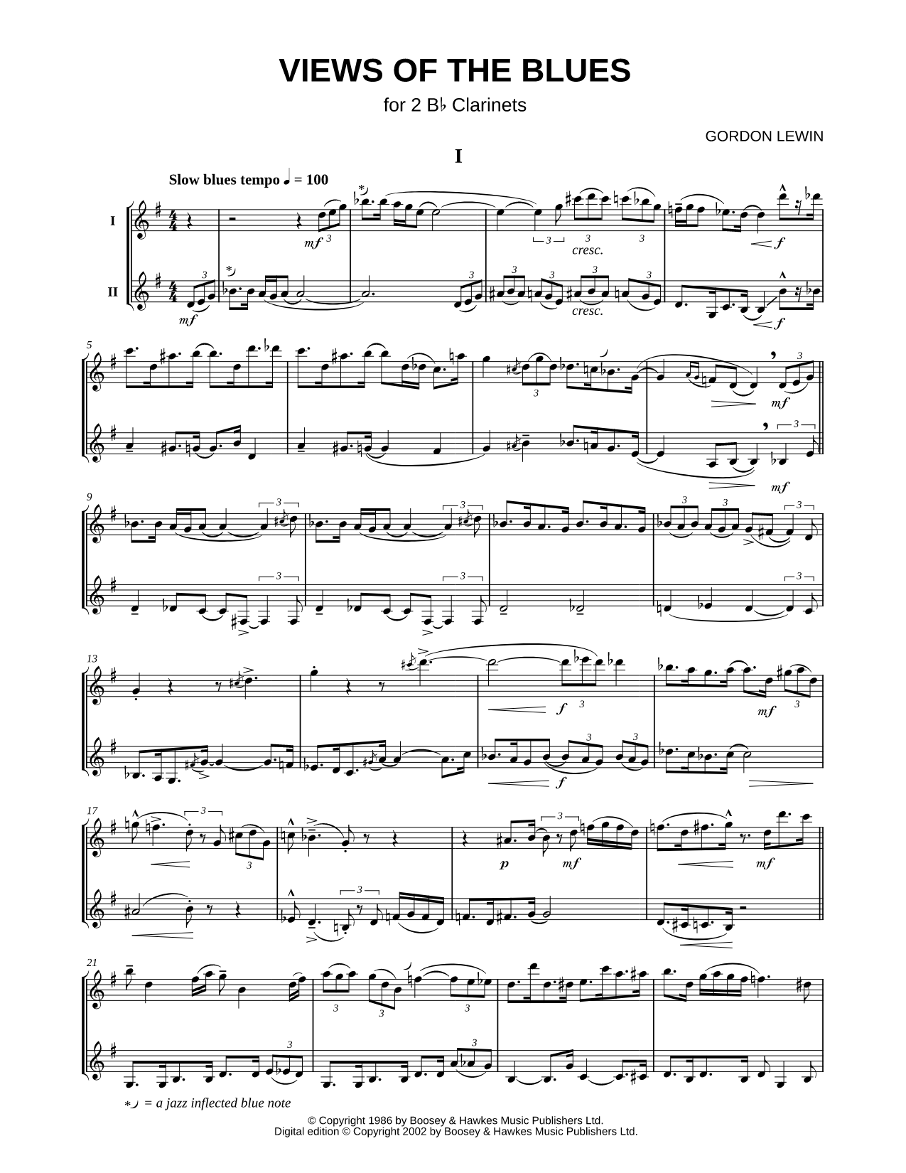 Views of the Blues - Clarinet Duet