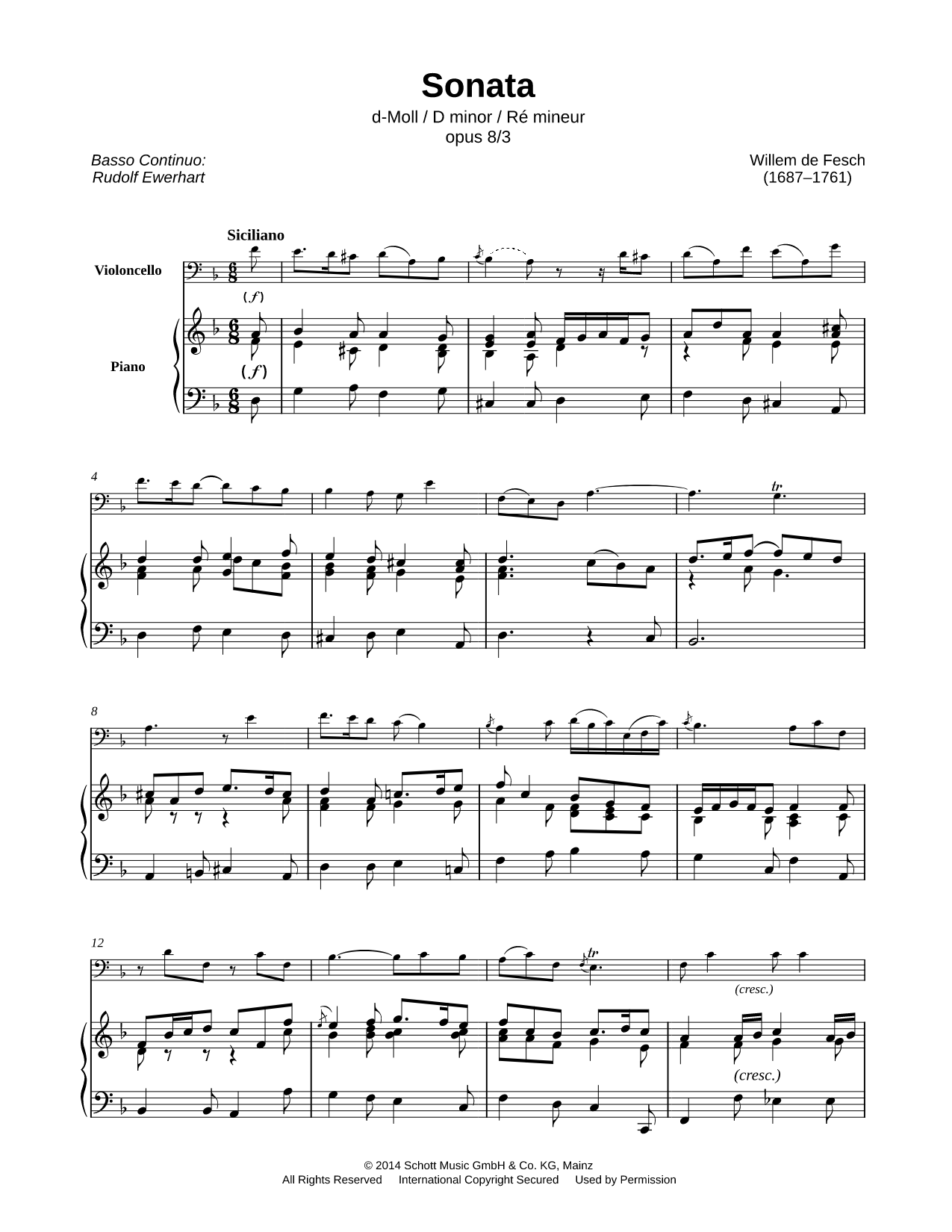 Sonata in D Minor - Cello & Piano