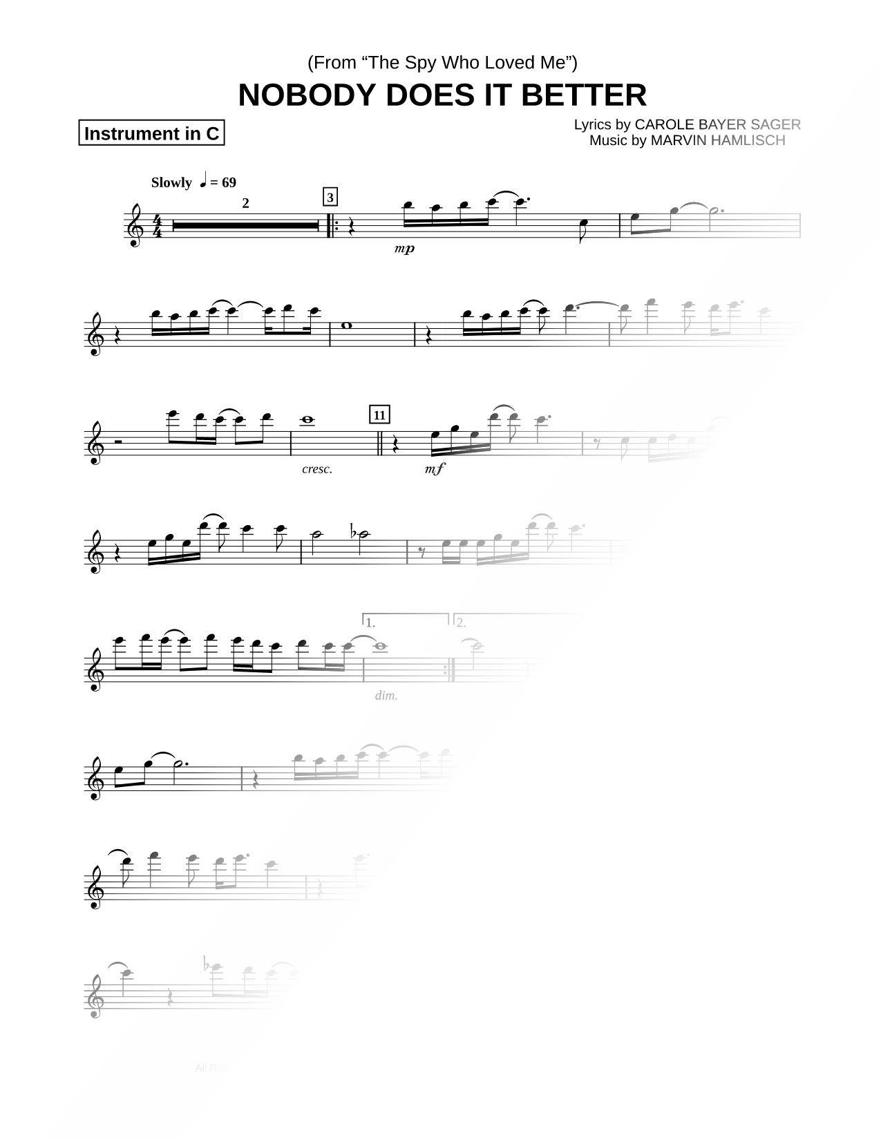 Nobody Does It Better - C Instrument