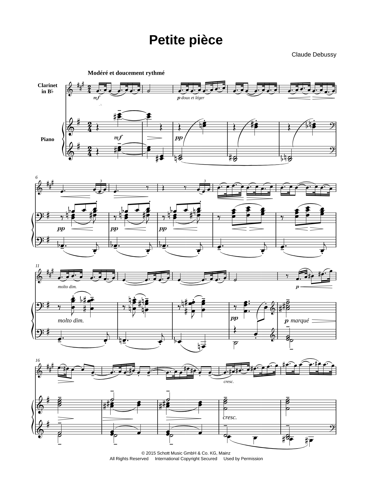 Petite pièce - Clarinet & Piano