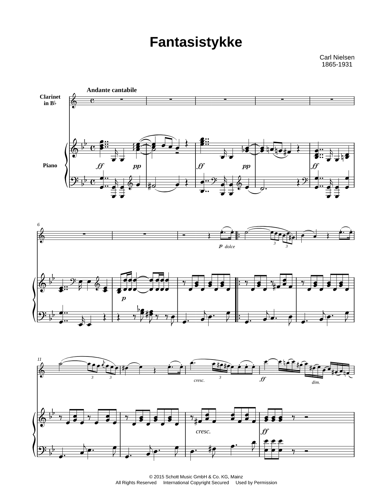 Fantasistykke, FS 3h - Clarinet & Piano