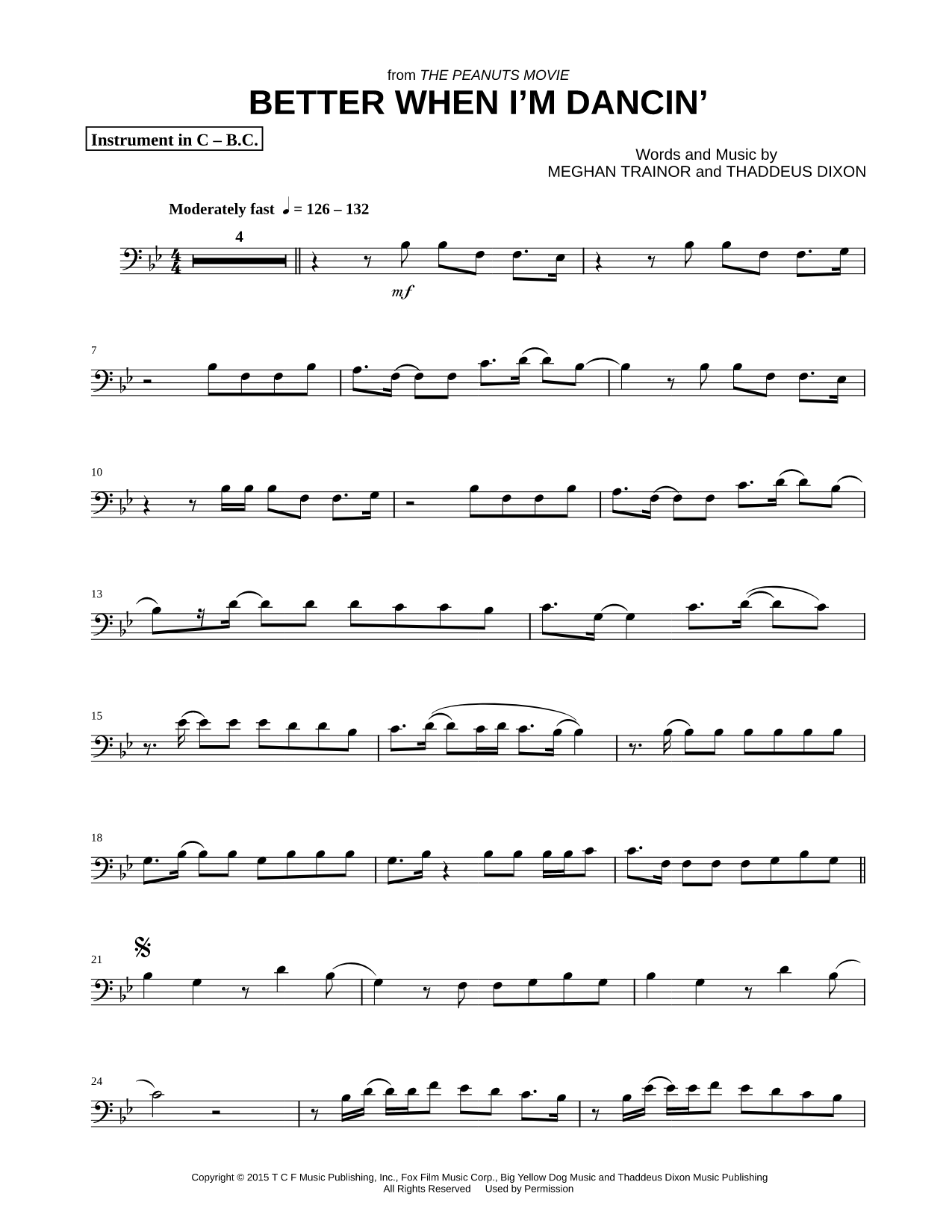 Better When I'm Dancin' - Bass Clef Instrument