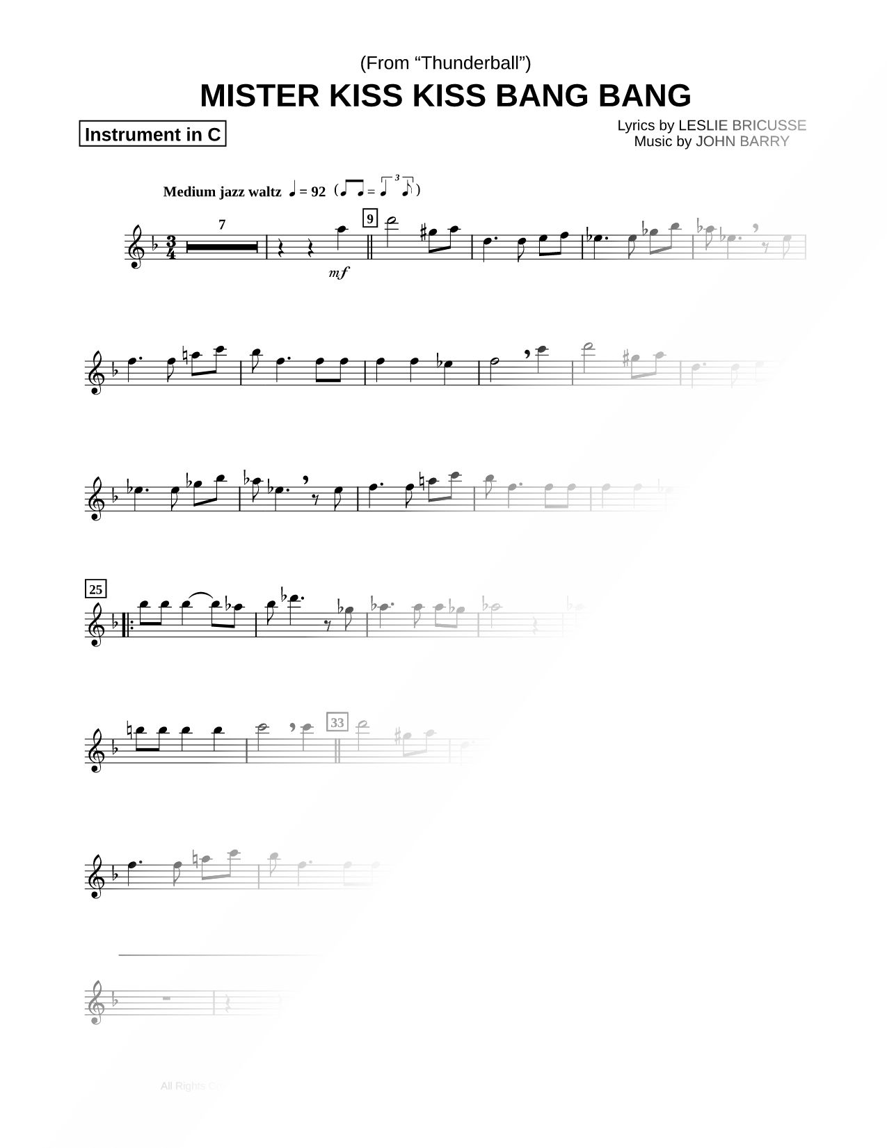 Mister Kiss Kiss Bang Bang - C Instrument