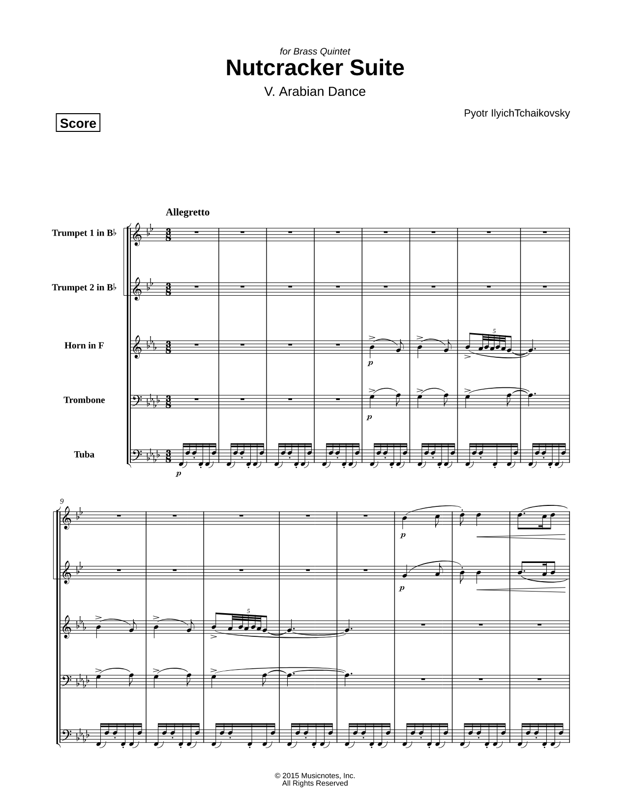 The Nutcracker Suite for Brass Quintet: V. Arabian Dance