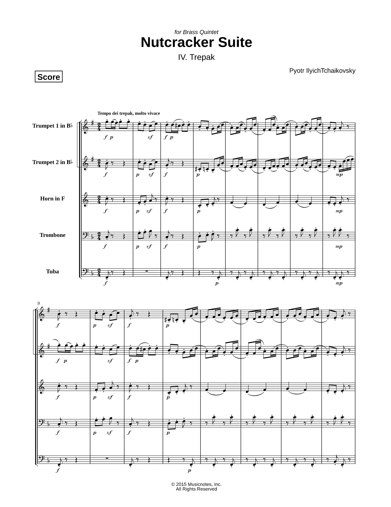 The Nutcracker Suite for Brass Quintet: IV. Trepak (Russian Dance)