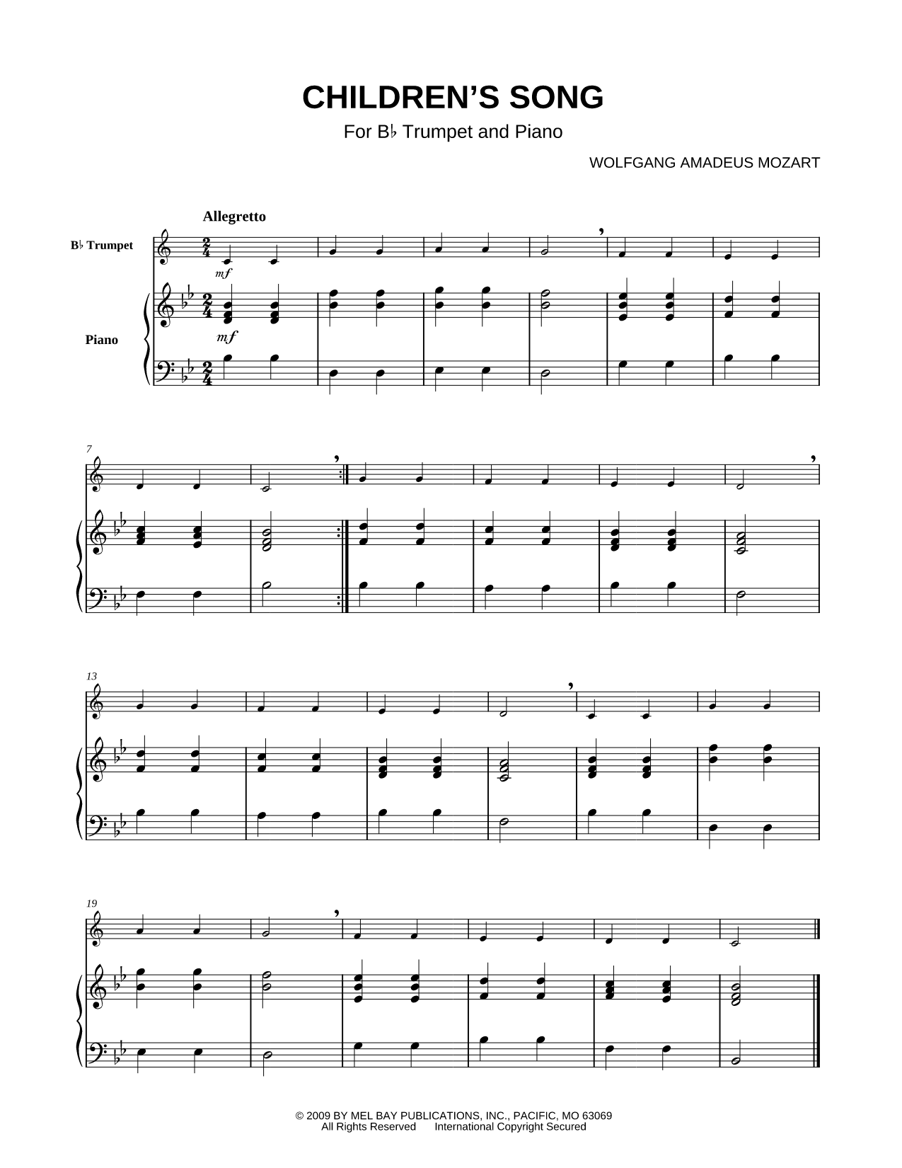 Variations on "Ah, vous dirai-je maman", K. 265 - Trumpet & Piano