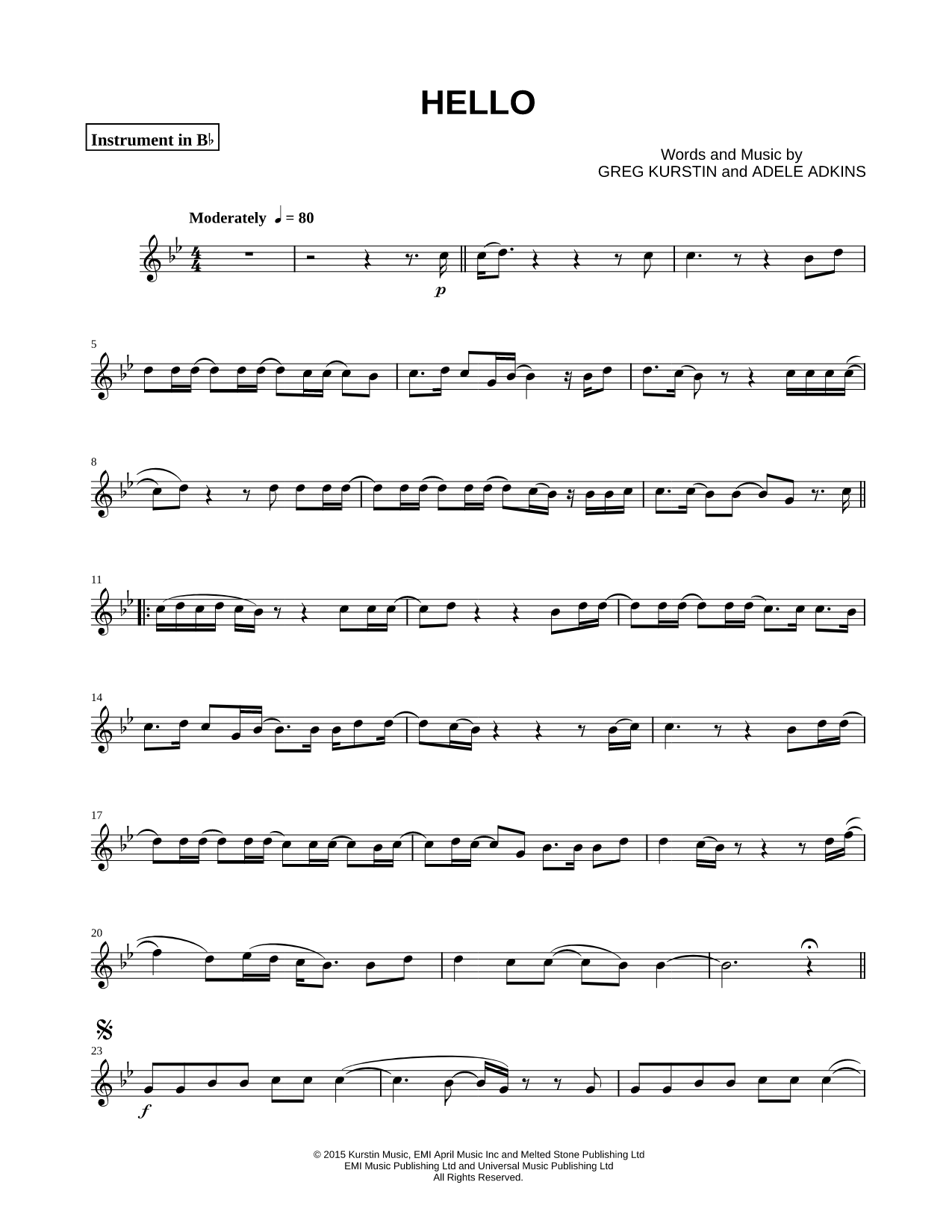 Hello - Bb Instrument