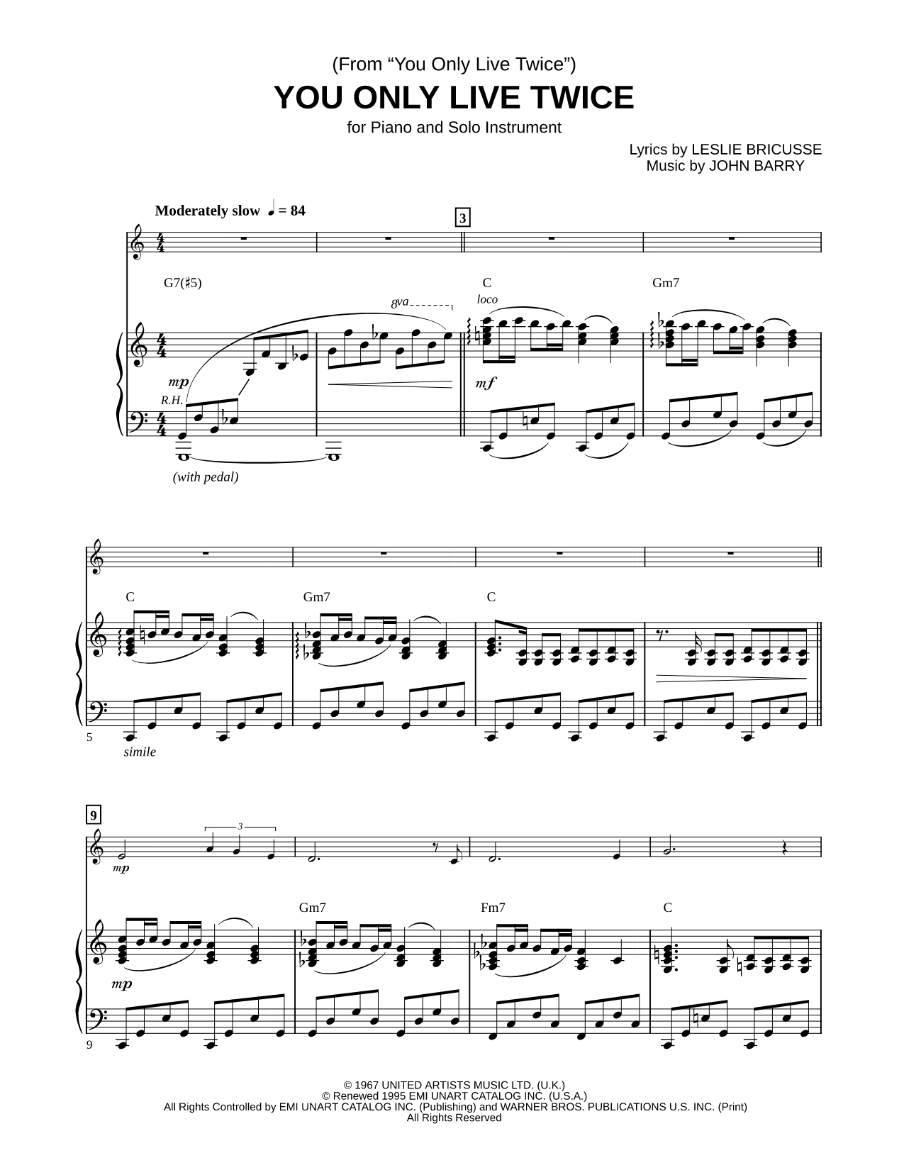 You Only Live Twice - Piano Accompaniment