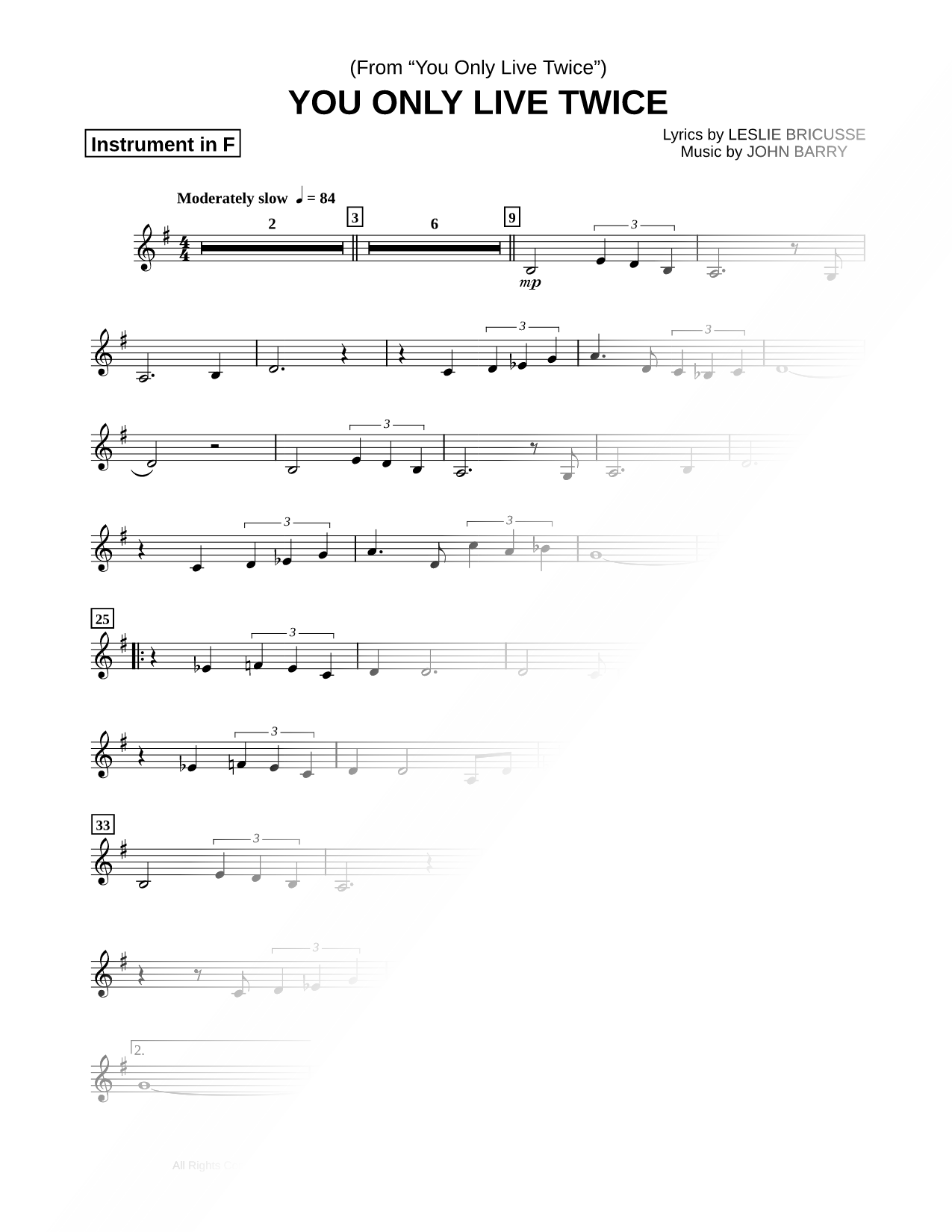 You Only Live Twice - F Instrument
