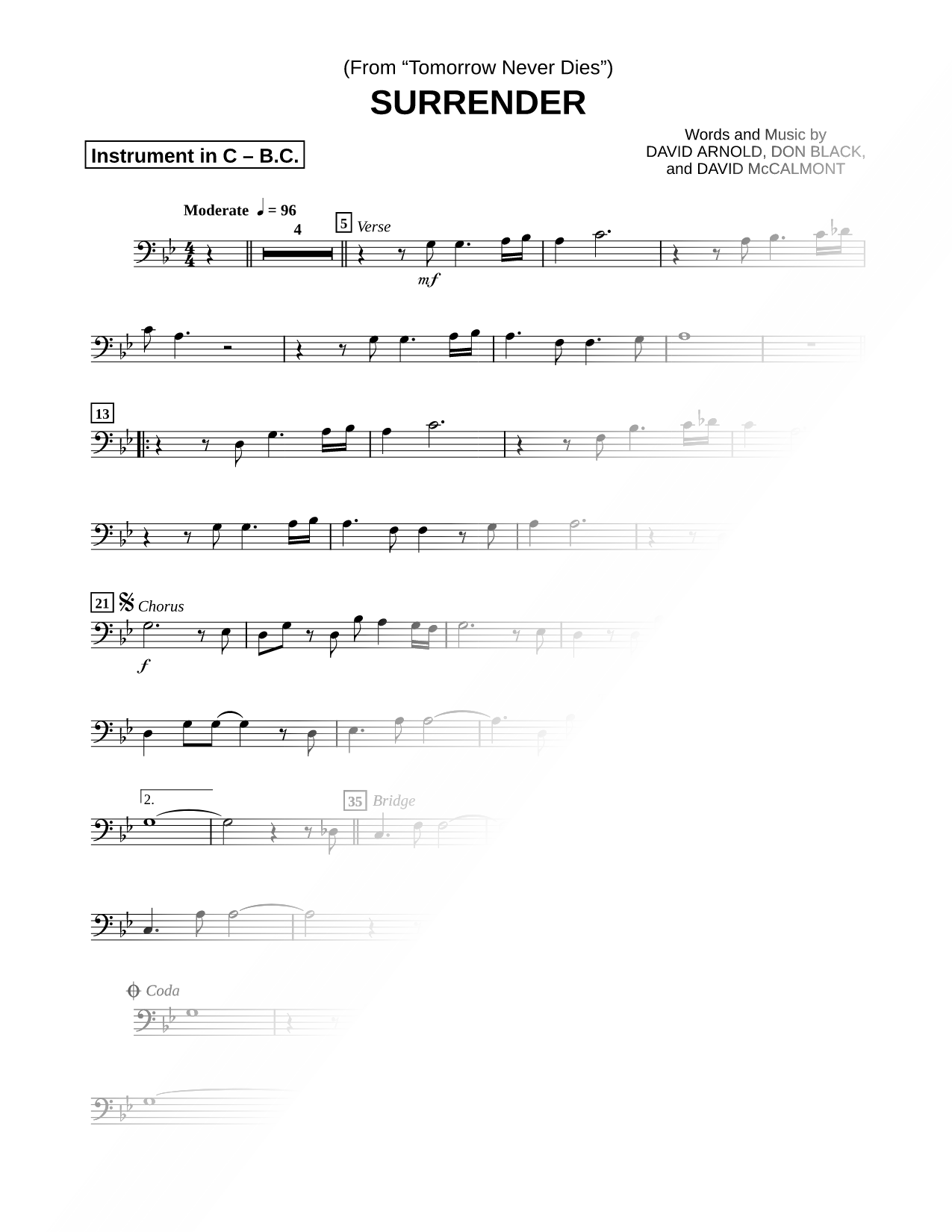 Surrender - Bass Clef Instrument
